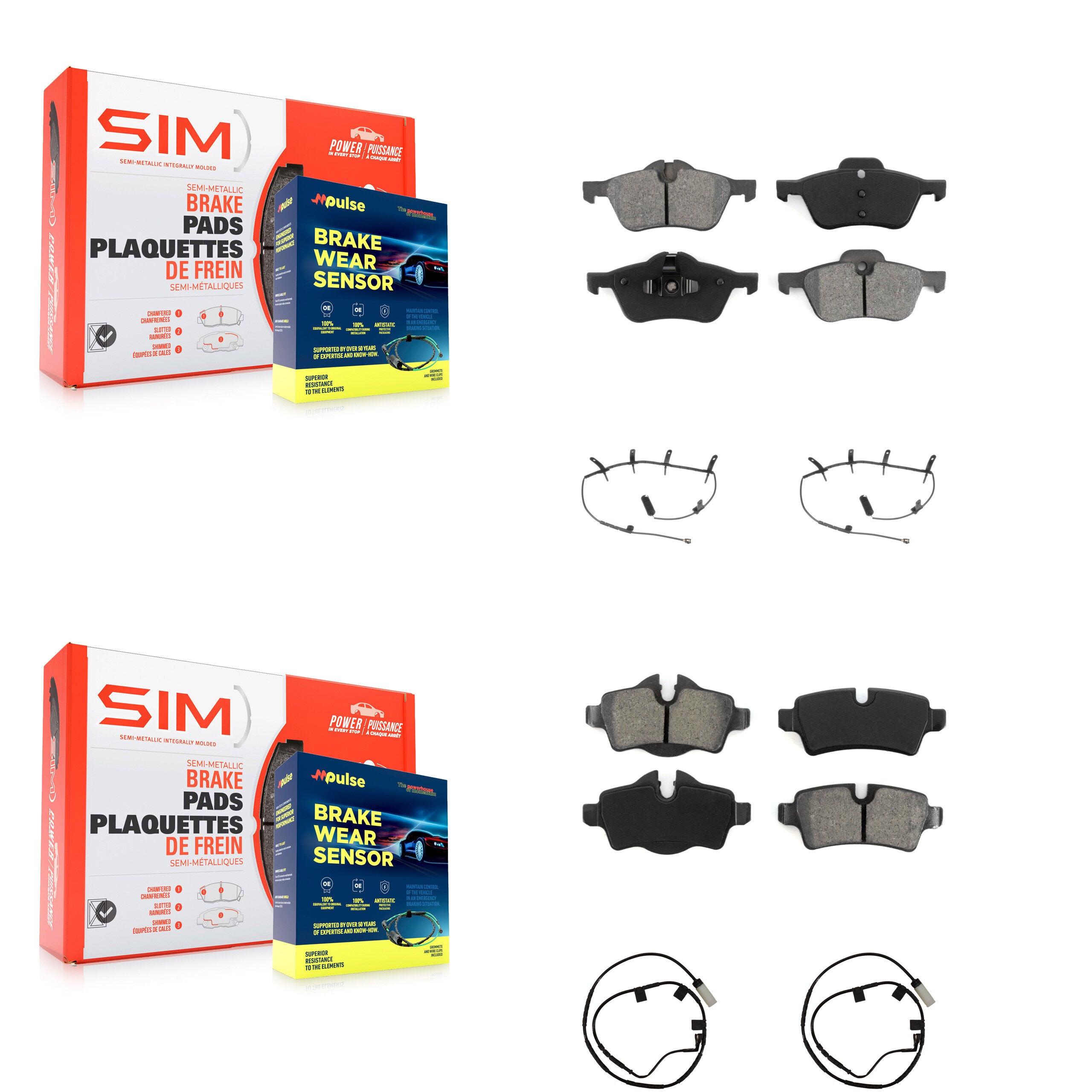 SIM KSW-100876 Disc Brake Pad for 2007-2008 Mini Cooper - Front and Rear