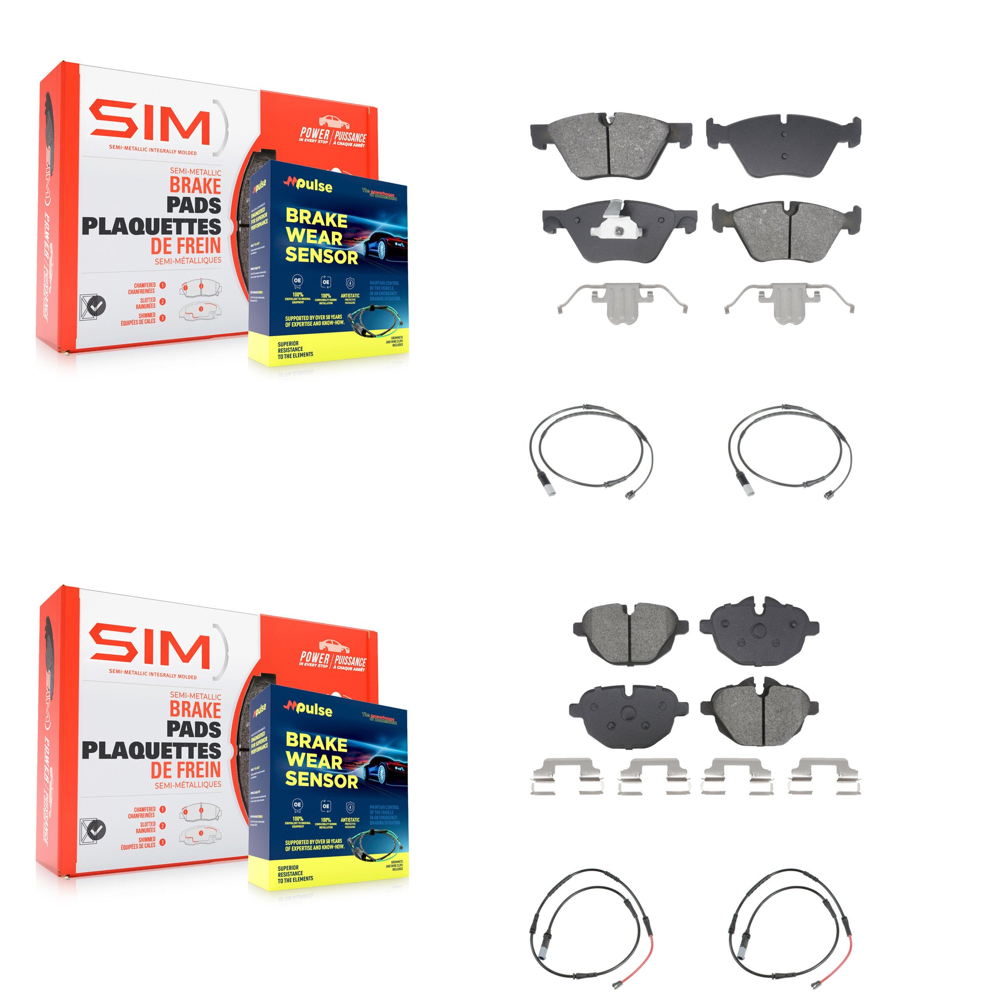 SIM KSW-100879 Disc Brake Pad for 2011-2016 BMW 528i - Front and Rear
