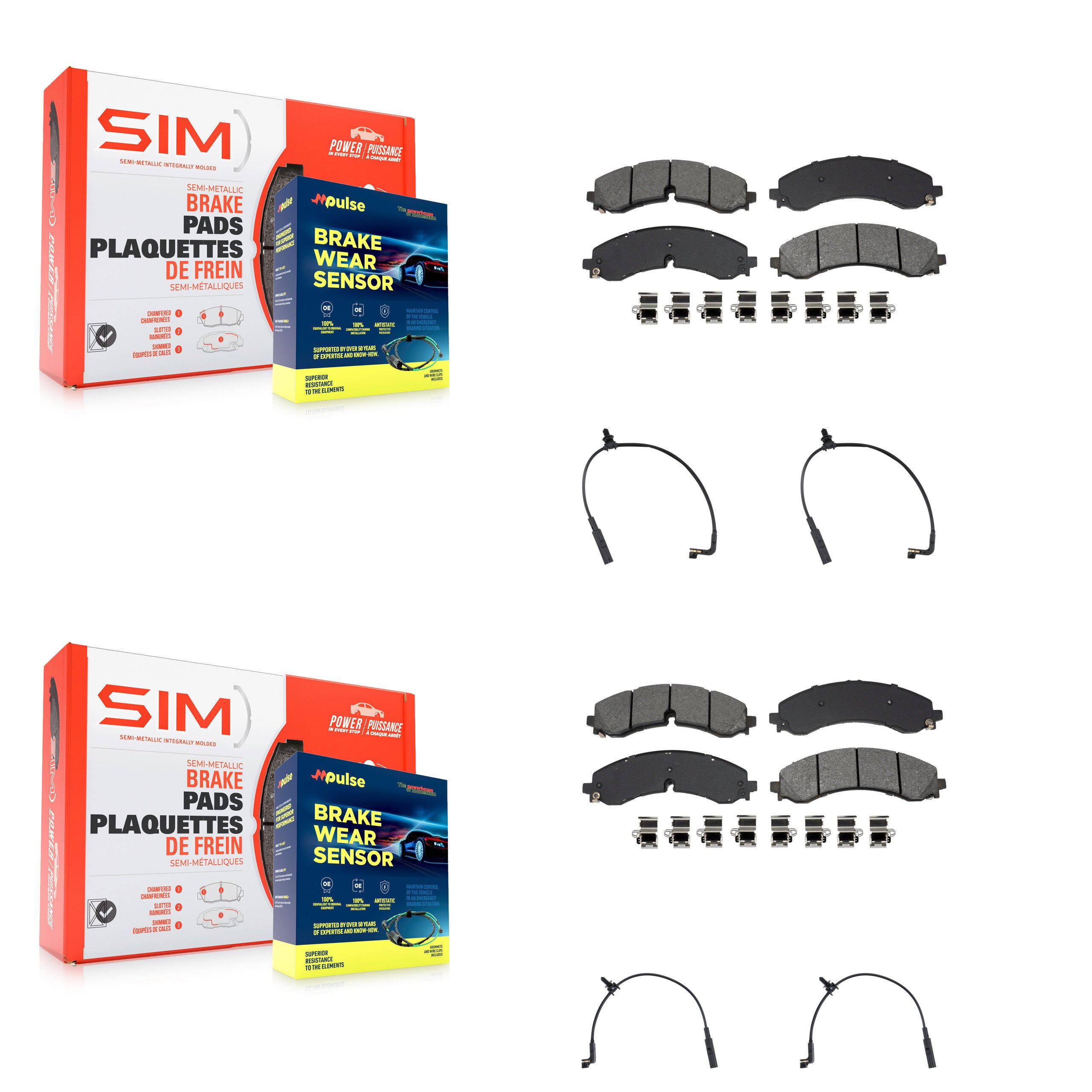 SIM KSW-100882 Disc Brake Pad for 2023-2024 Chevrolet Silverado 2500 HD, Chevrolet Silverado 3500 HD and More - Front and Rear
