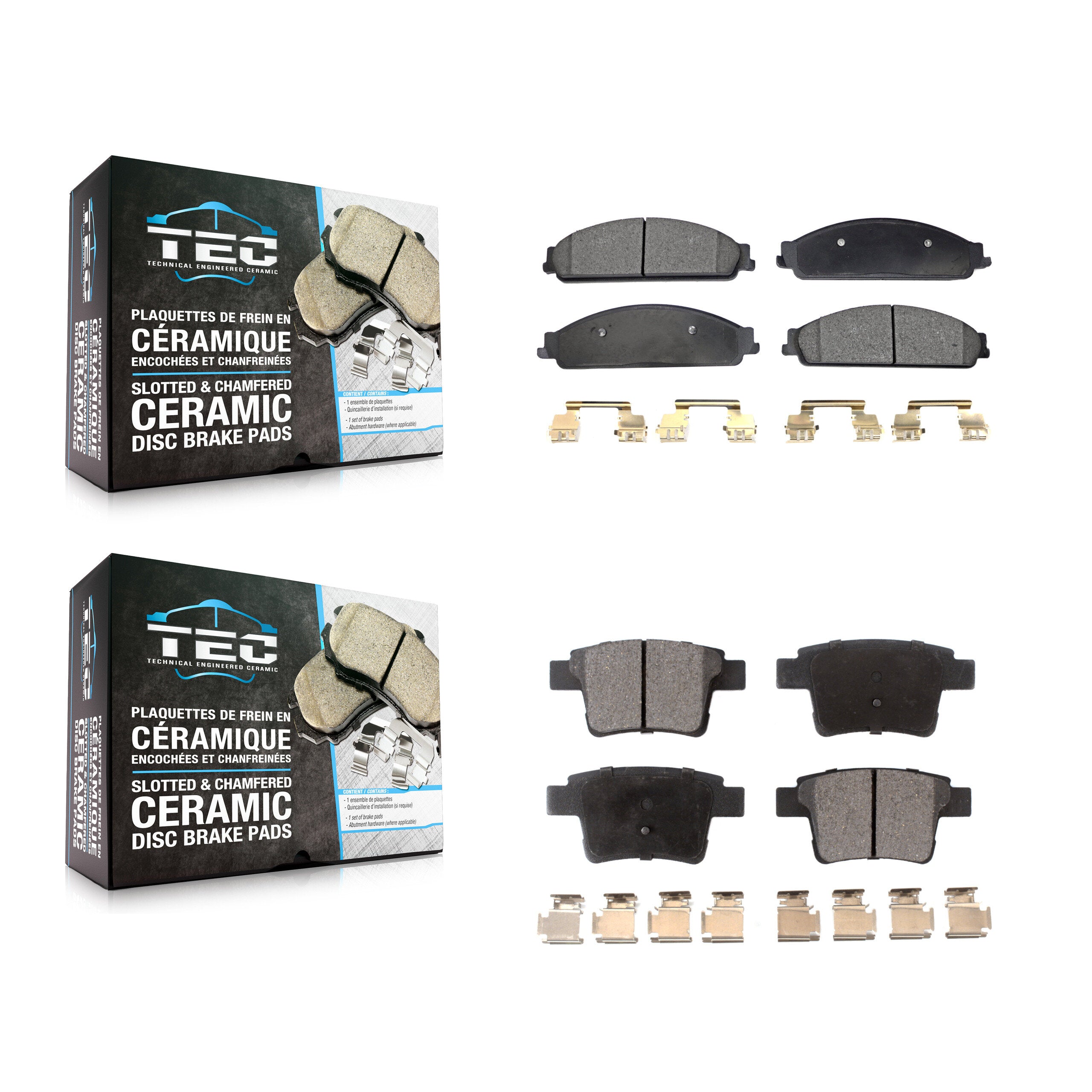 TEC KTC-100046 Disc Brake Pad for 2005-2009 Ford Taurus, Ford Taurus X and More - Front and Rear