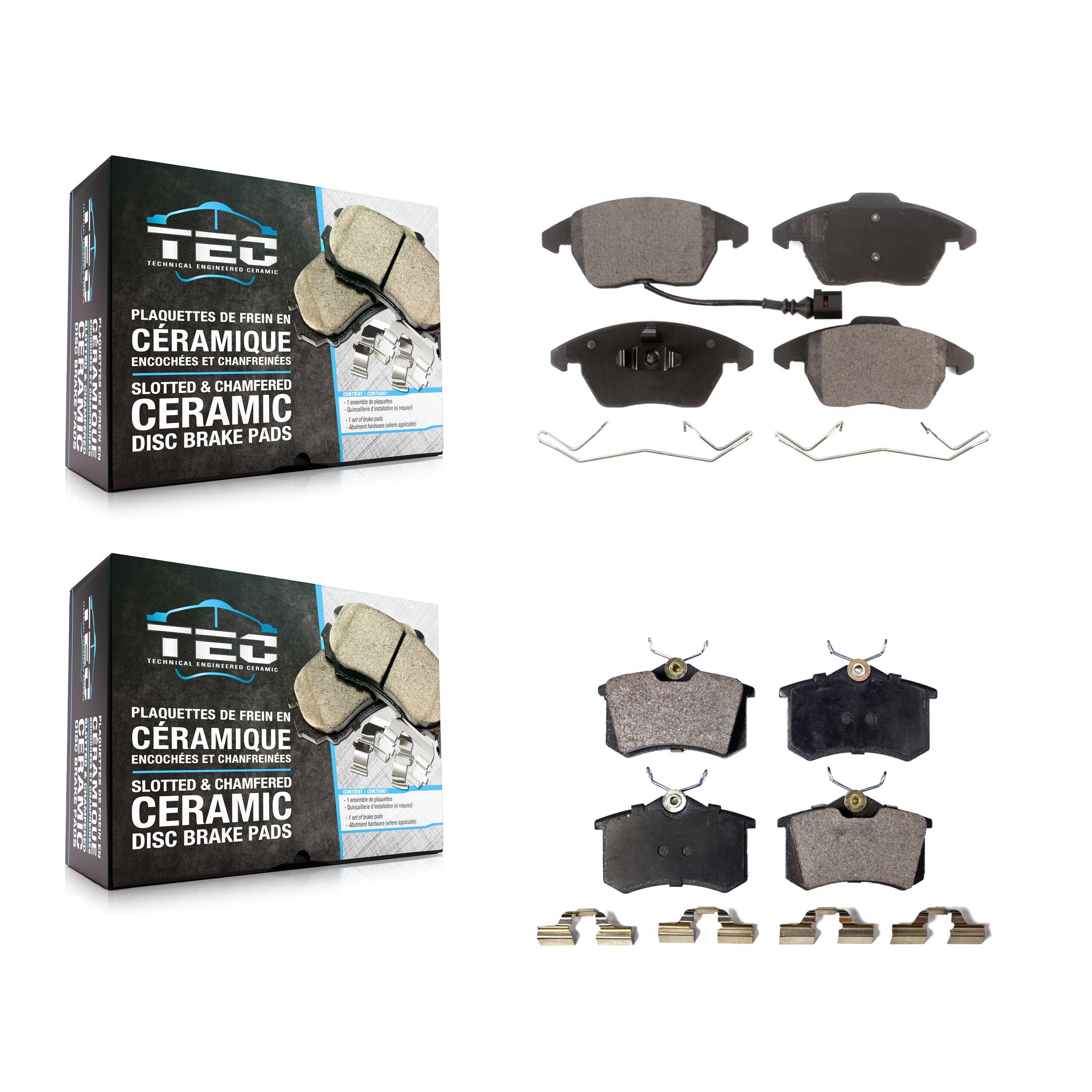 TEC KTC-100068 Disc Brake Pad for 2009-2019 Volkswagen Jetta, Volkswagen Beetle, Audi A3 - Front and Rear