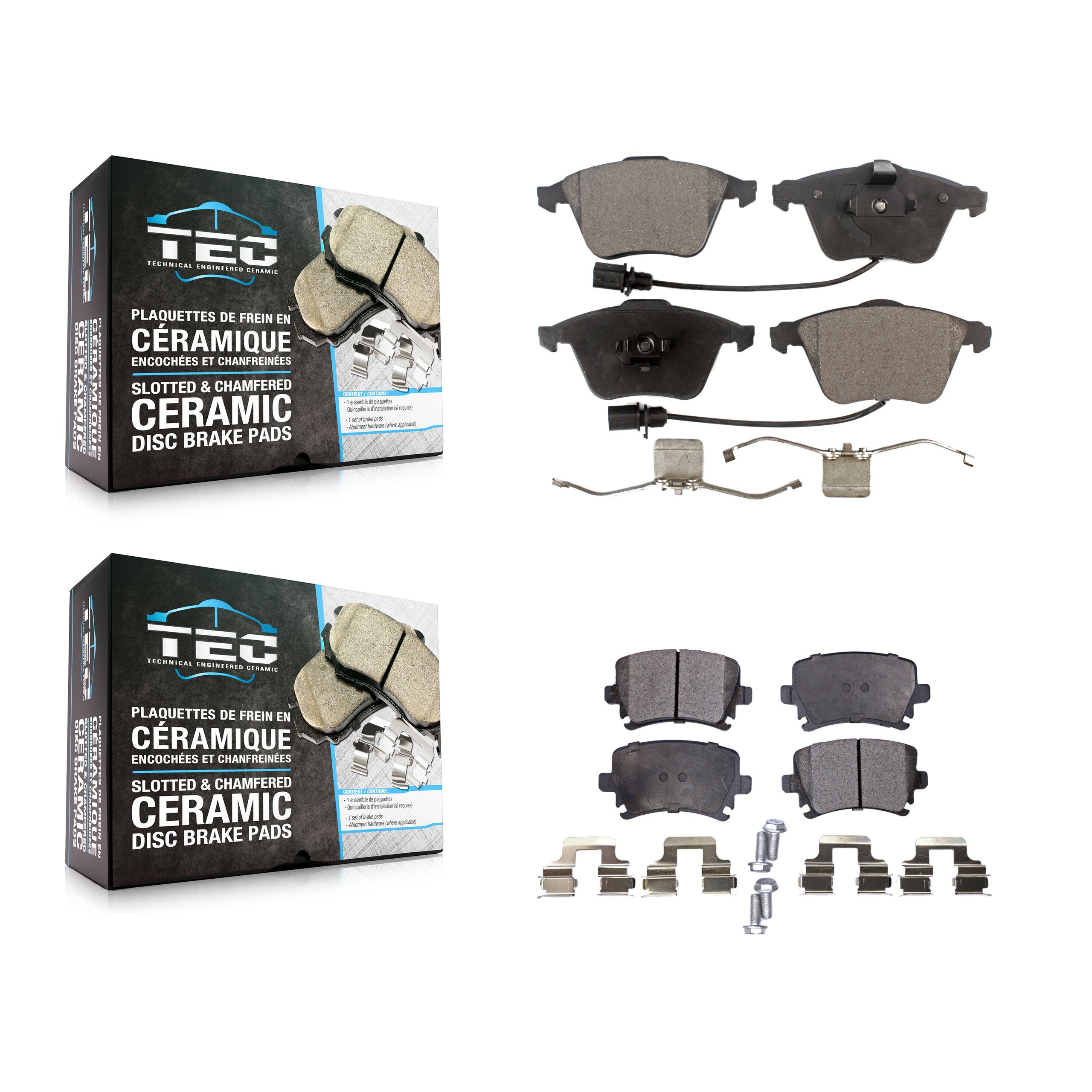 TEC KTC-100071 Disc Brake Pad for 2005-2015 Volkswagen Golf R, Audi TTS Quattro and More - Front and Rear