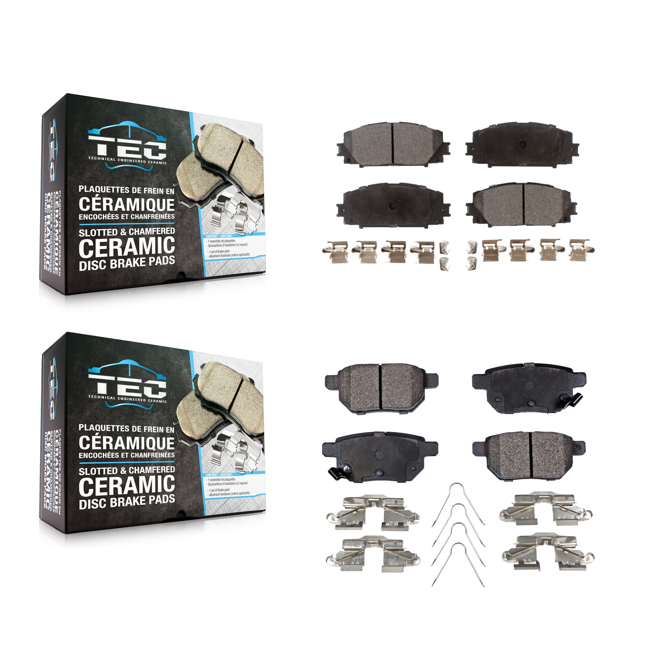 TEC KTC-100094 Disc Brake Pad for 2010-2022 Toyota Corolla, Toyota Prius AWD-e and More - Front and Rear