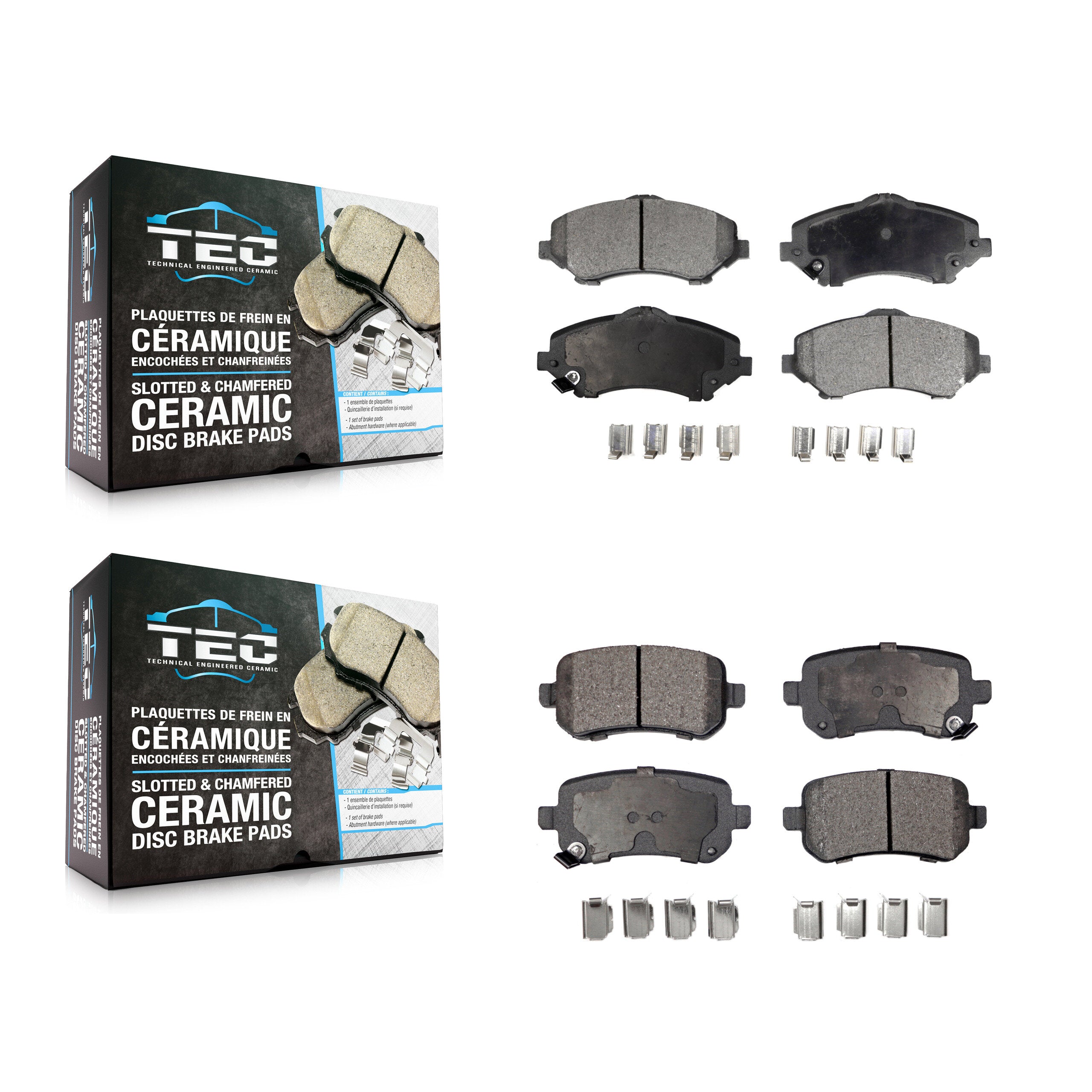 TEC KTC-100118 Disc Brake Pad for 2008-2012 Chrysler Town & Country, Dodge Grand Caravan and More - Front and Rear