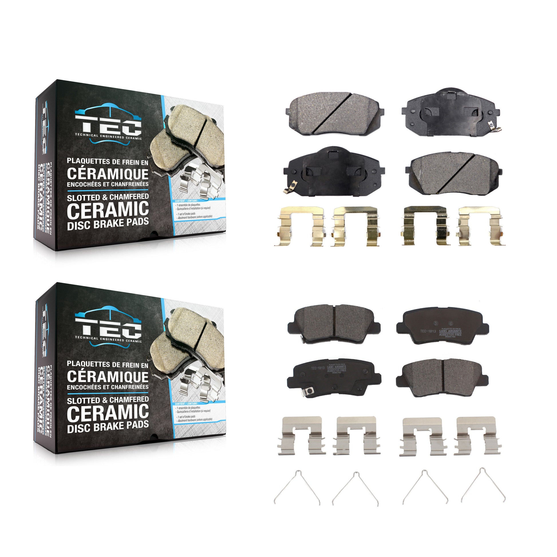 TEC KTC-100128 Disc Brake Pad for 2016 Kia Soul EV - Front and Rear