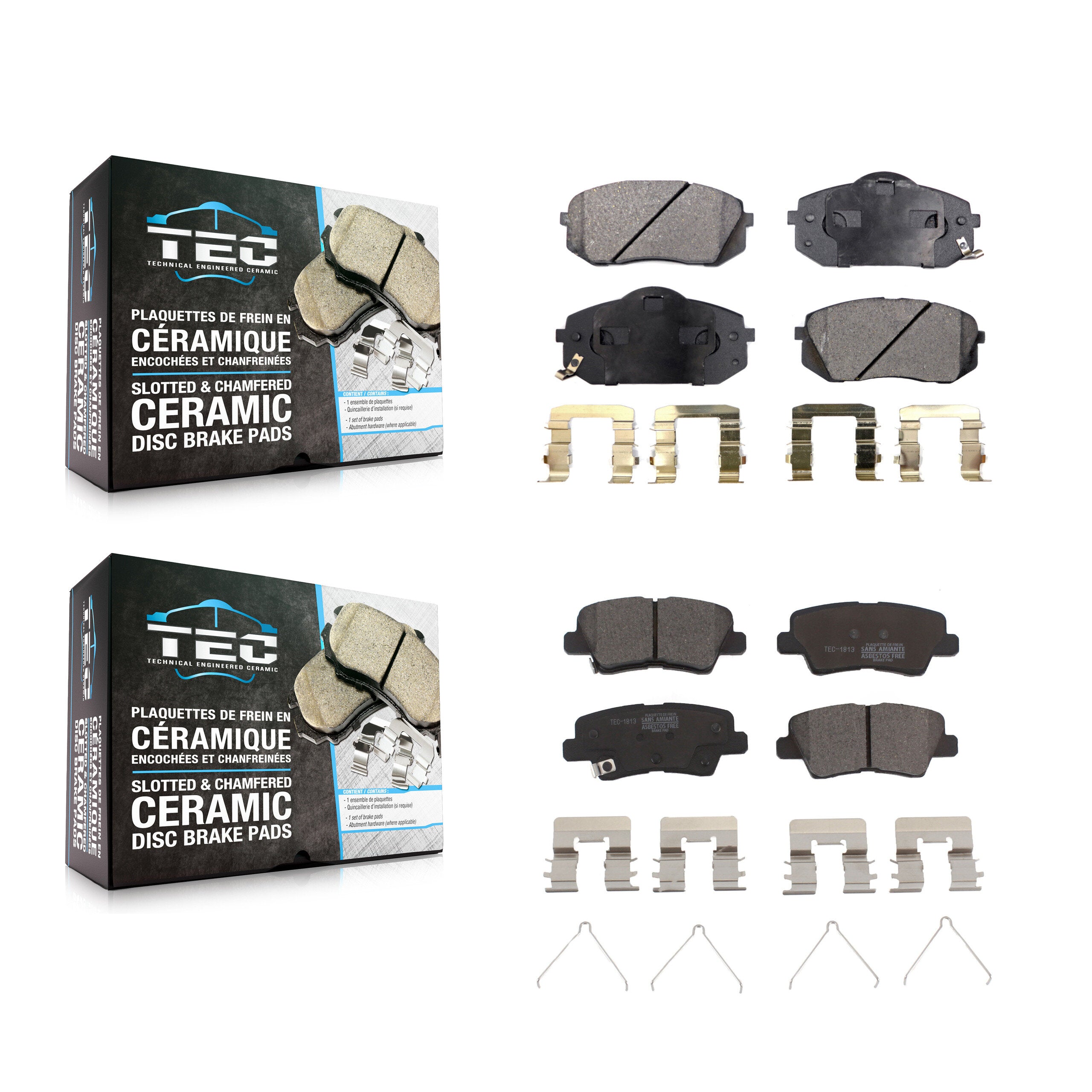 TEC KTC-100128 Disc Brake Pad for 2016 Kia Soul EV - Front and Rear