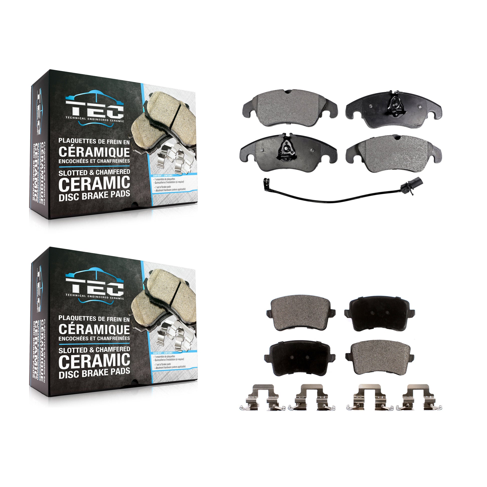 TEC KTC-100138 Disc Brake Pad for 2008-2017 Audi A4 allroad, Audi A5 Quattro and More - Front and Rear