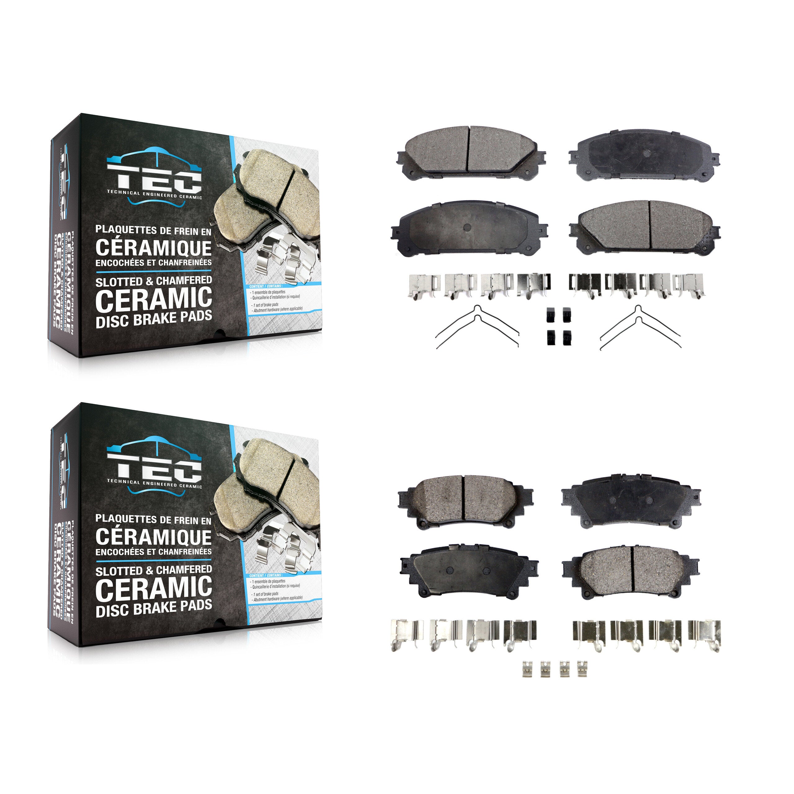 TEC KTC-100141 Disc Brake Pad for 2010-2020 Toyota Highlander, Toyota Sienna and More - Front and Rear