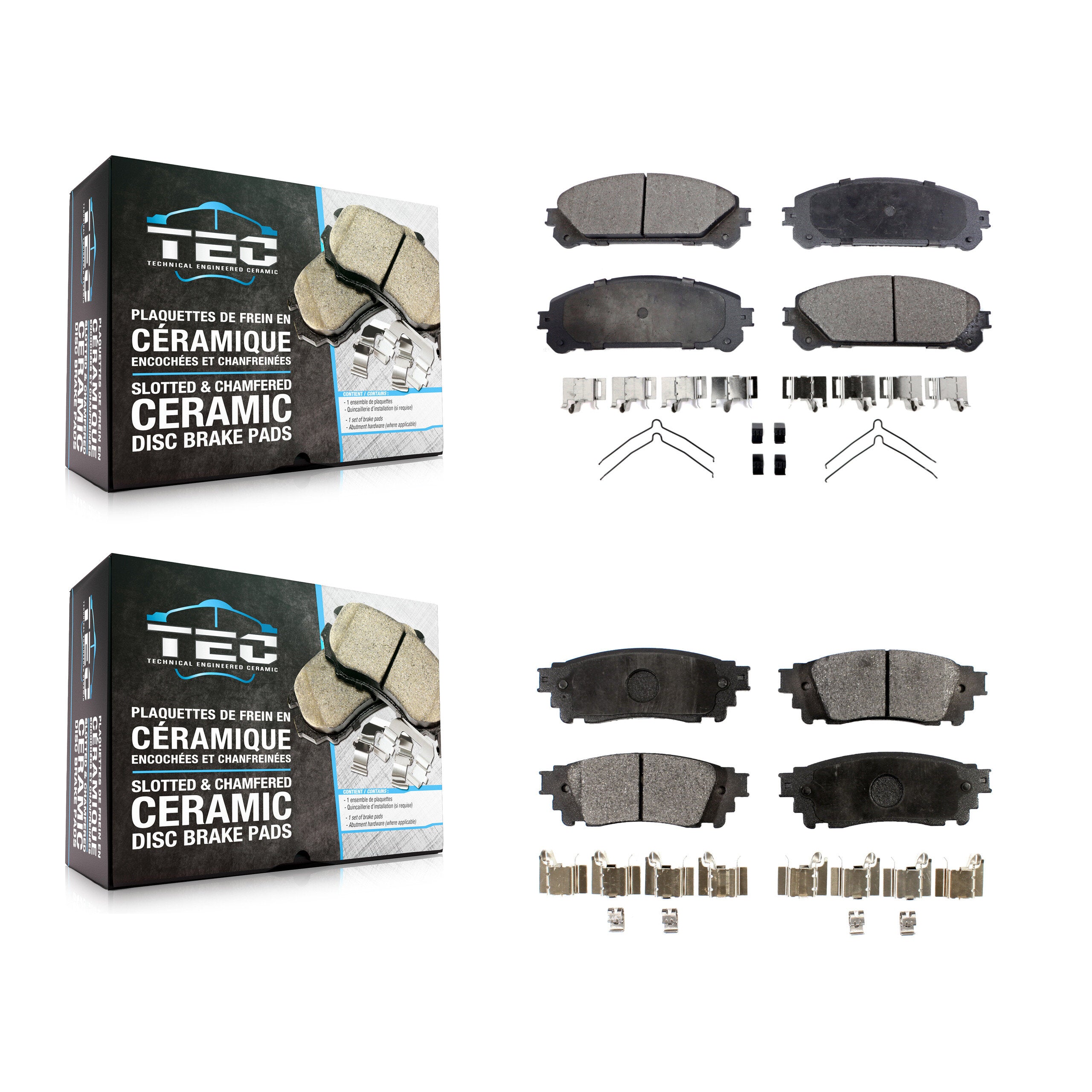 TEC KTC-100142 Disc Brake Pad for 2015-2023 Toyota Camry, Toyota Avalon and More - Front and Rear