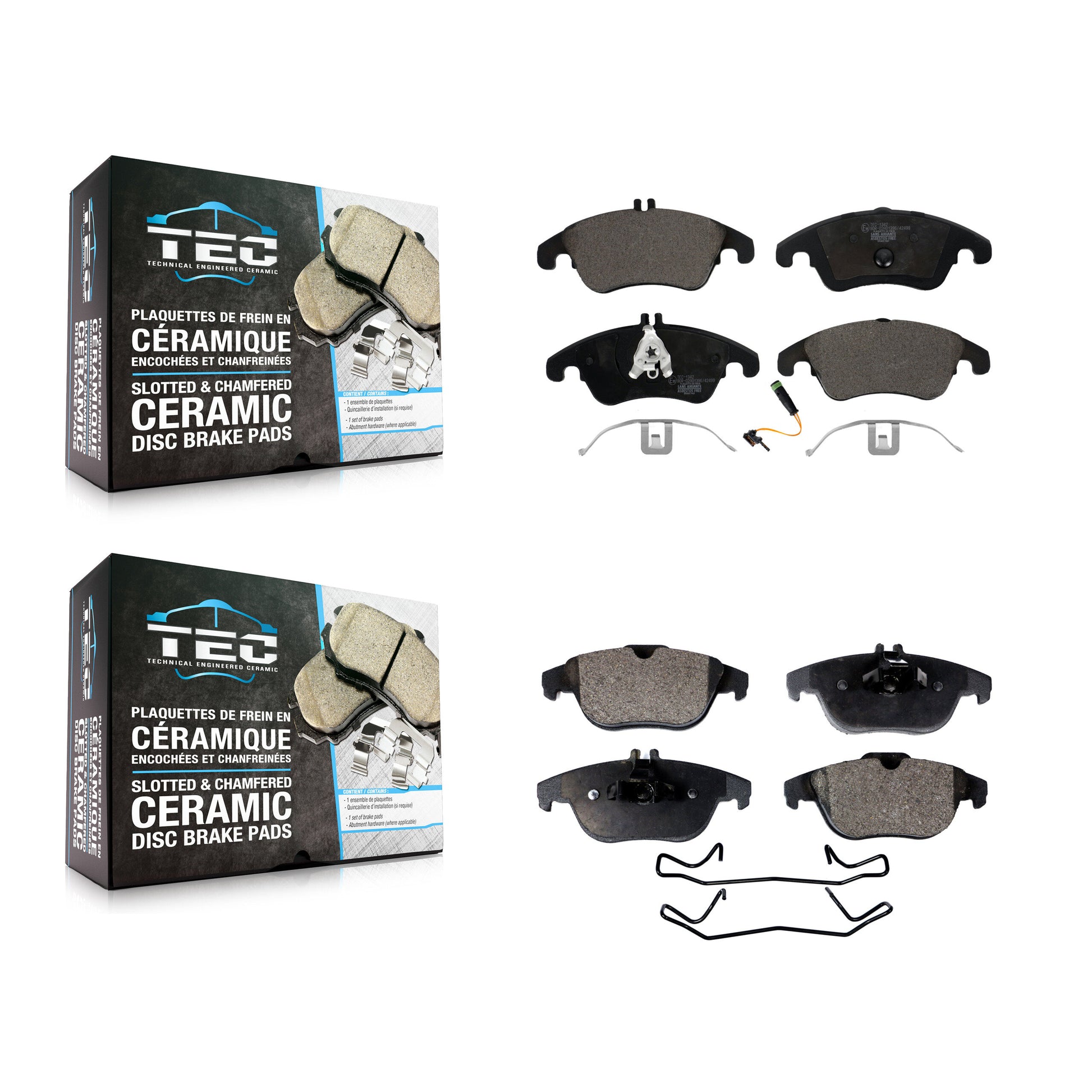 TEC KTC-100152 Disc Brake Pad for 2008-2017 Mercedes-Benz E400, Mercedes-Benz C250 and More - Front and Rear