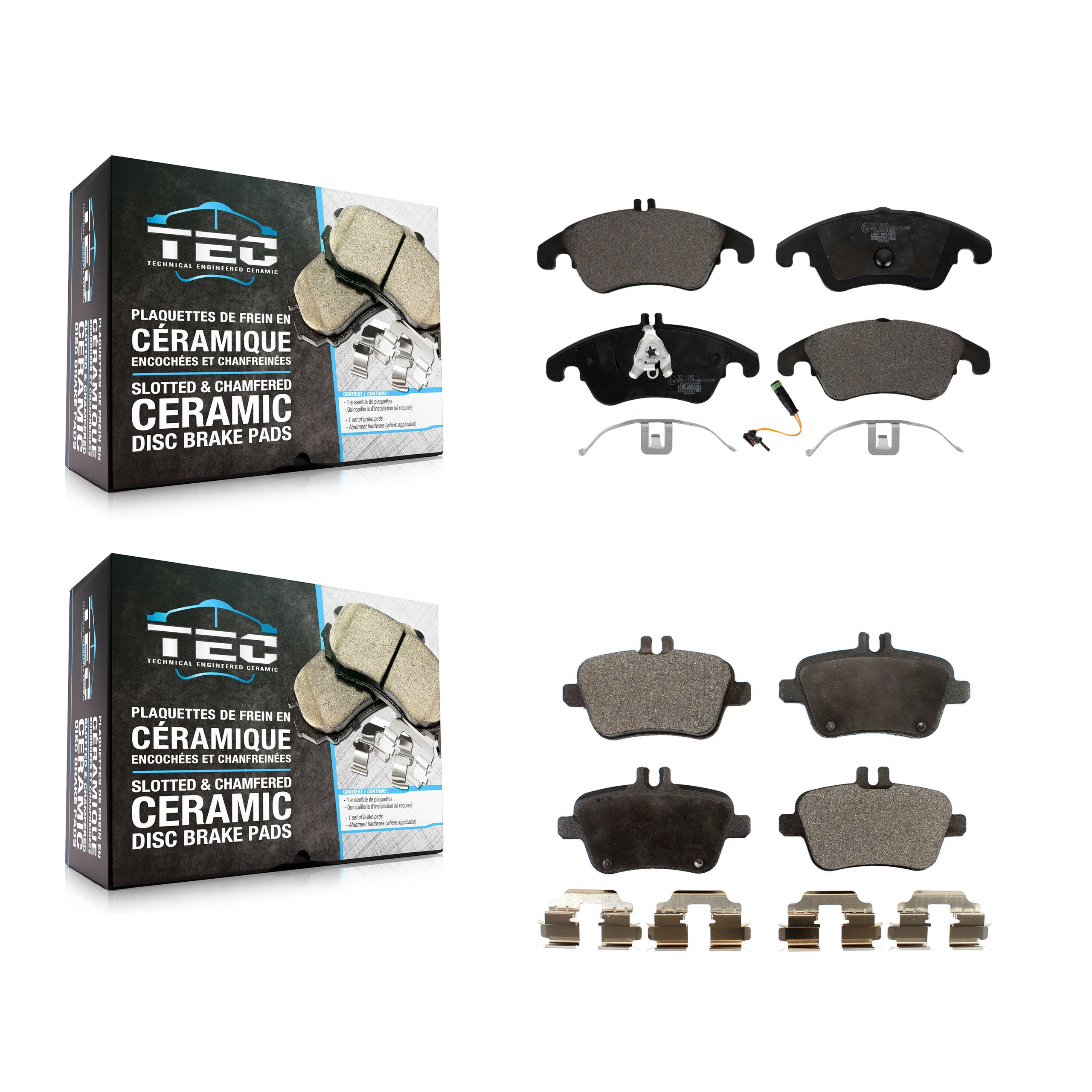 TEC KTC-100153 Disc Brake Pad for 2012-2020 Mercedes-Benz SLC300, Mercedes-Benz SLK300 and More - Front and Rear