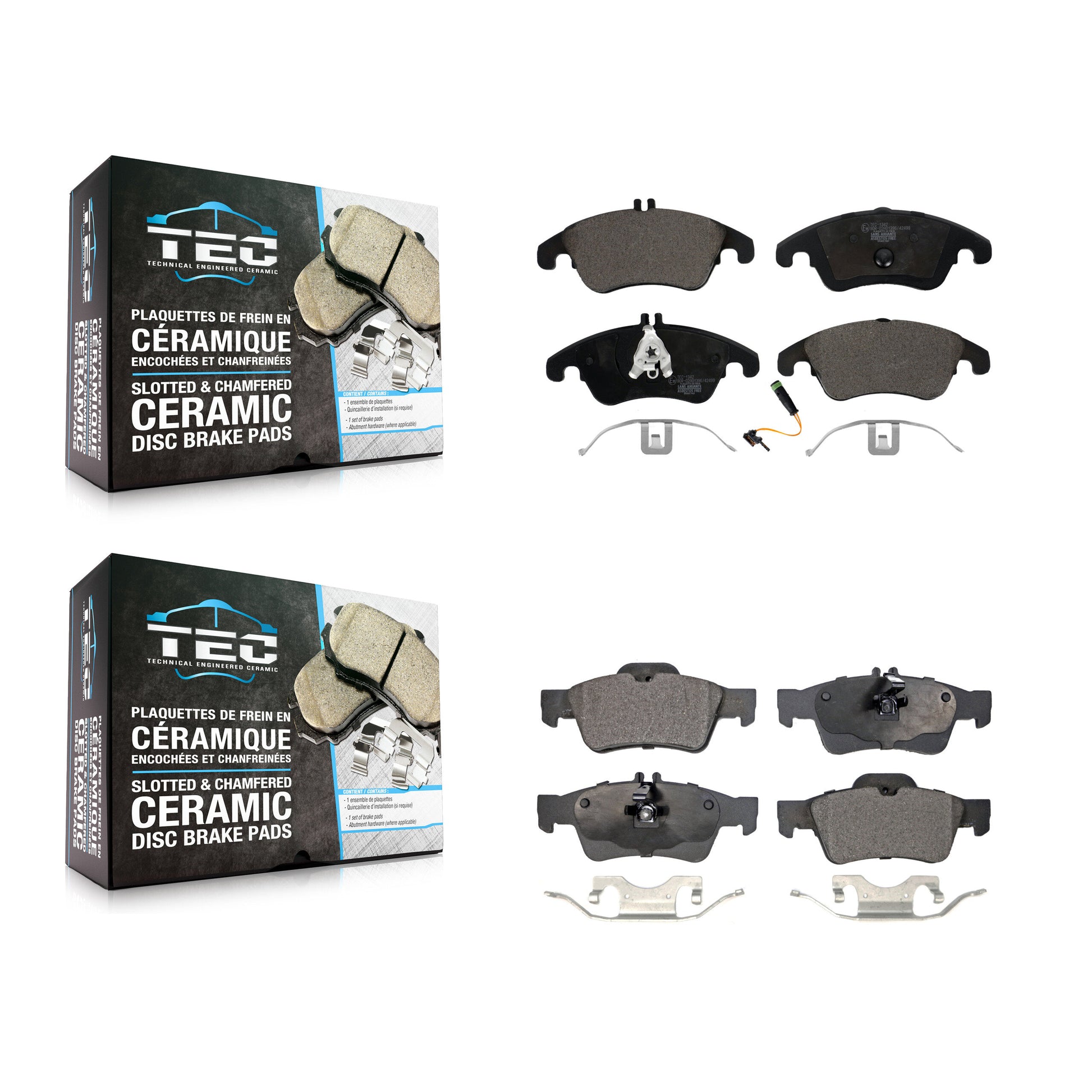 TEC KTC-100154 Disc Brake Pad for 2010-2016 Mercedes-Benz E400, Mercedes-Benz CLS400 and More - Front and Rear