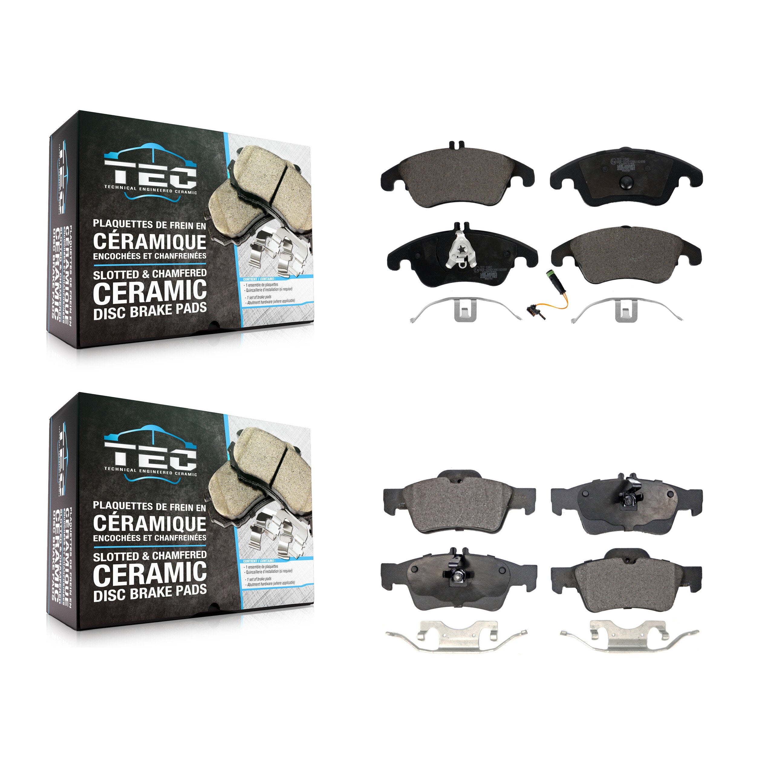 TEC KTC-100154 Disc Brake Pad for 2010-2016 Mercedes-Benz E400, Mercedes-Benz CLS400 and More - Front and Rear