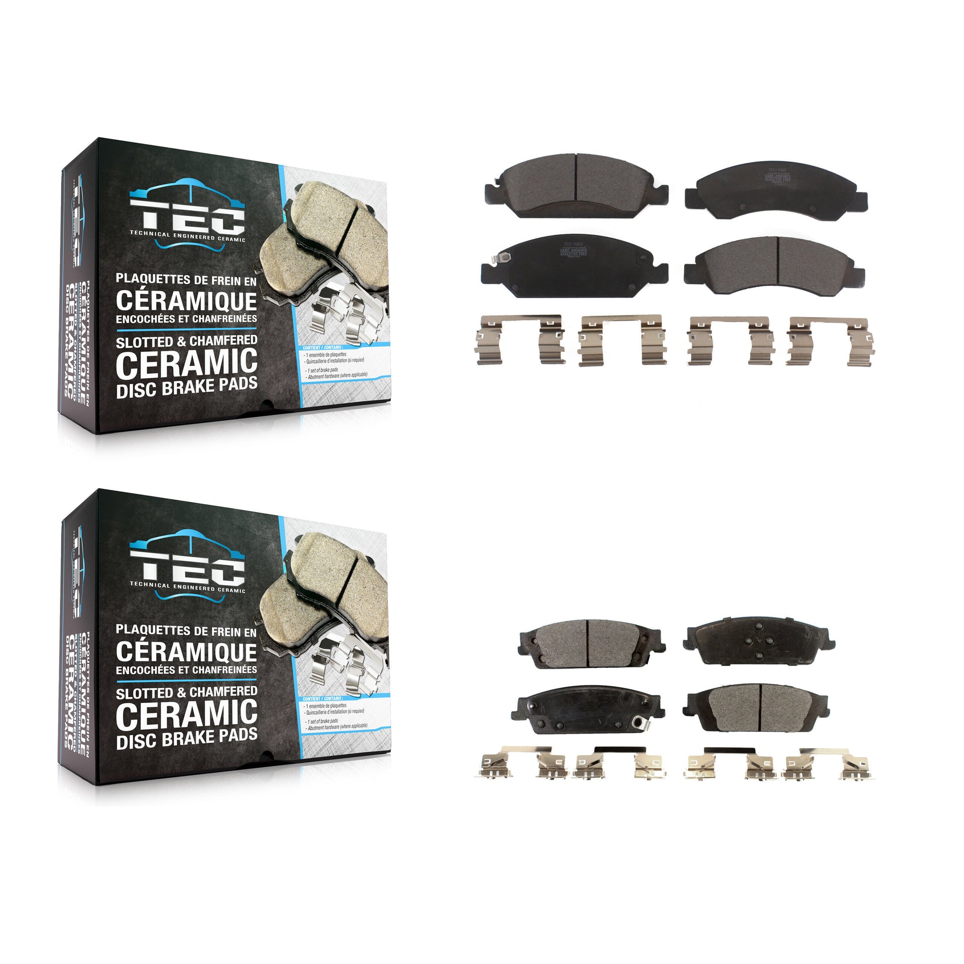 TEC KTC-100159 Disc Brake Pad for 2014-2020 Chevrolet Silverado 1500 LD, GMC Sierra 1500 Limited and More - Front and Rear