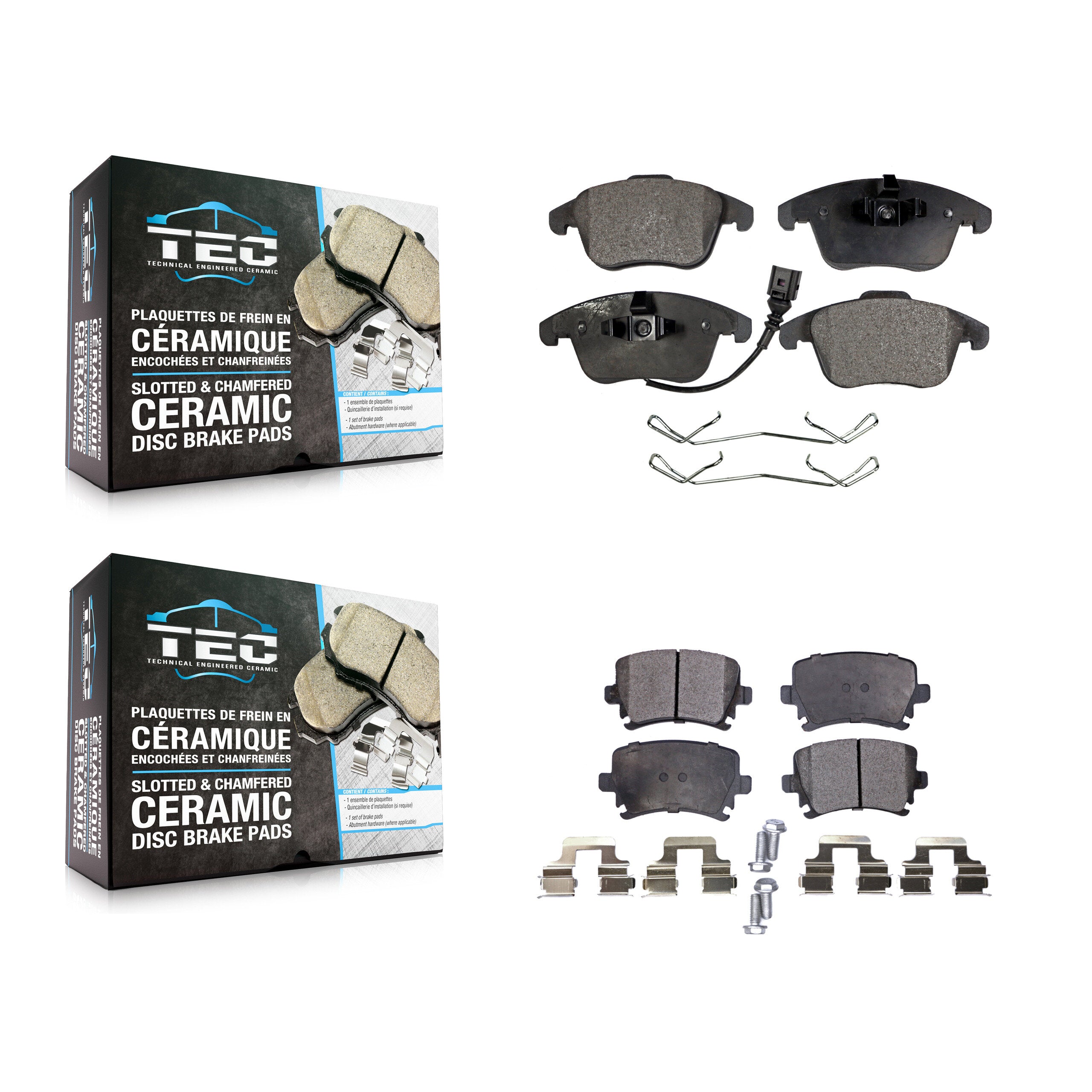 TEC KTC-100168 Disc Brake Pad for 2009-2018 Volkswagen Tiguan Limited, Audi Q3 and More - Front and Rear