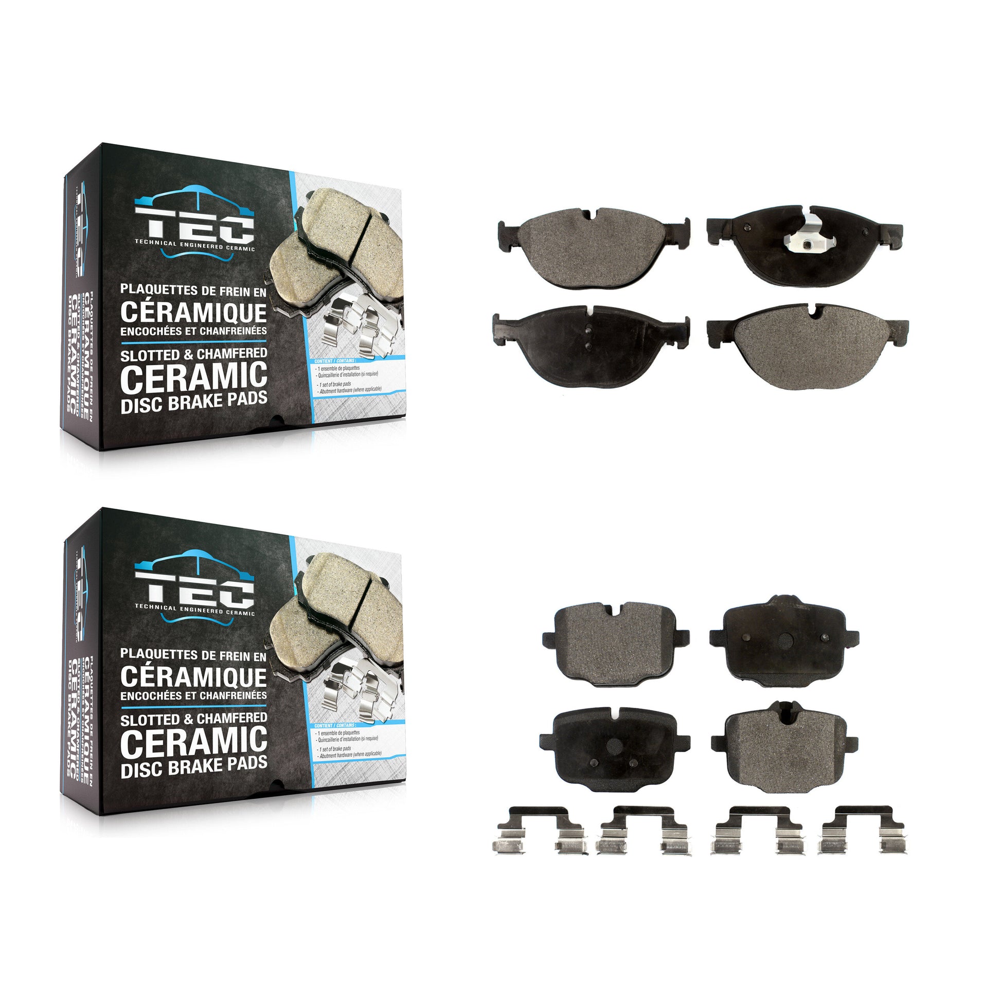 TEC KTC-100187 Disc Brake Pad for 2011-2019 BMW 650i Gran Coupe, BMW 650i xDrive Gran Coupe and More - Front and Rear