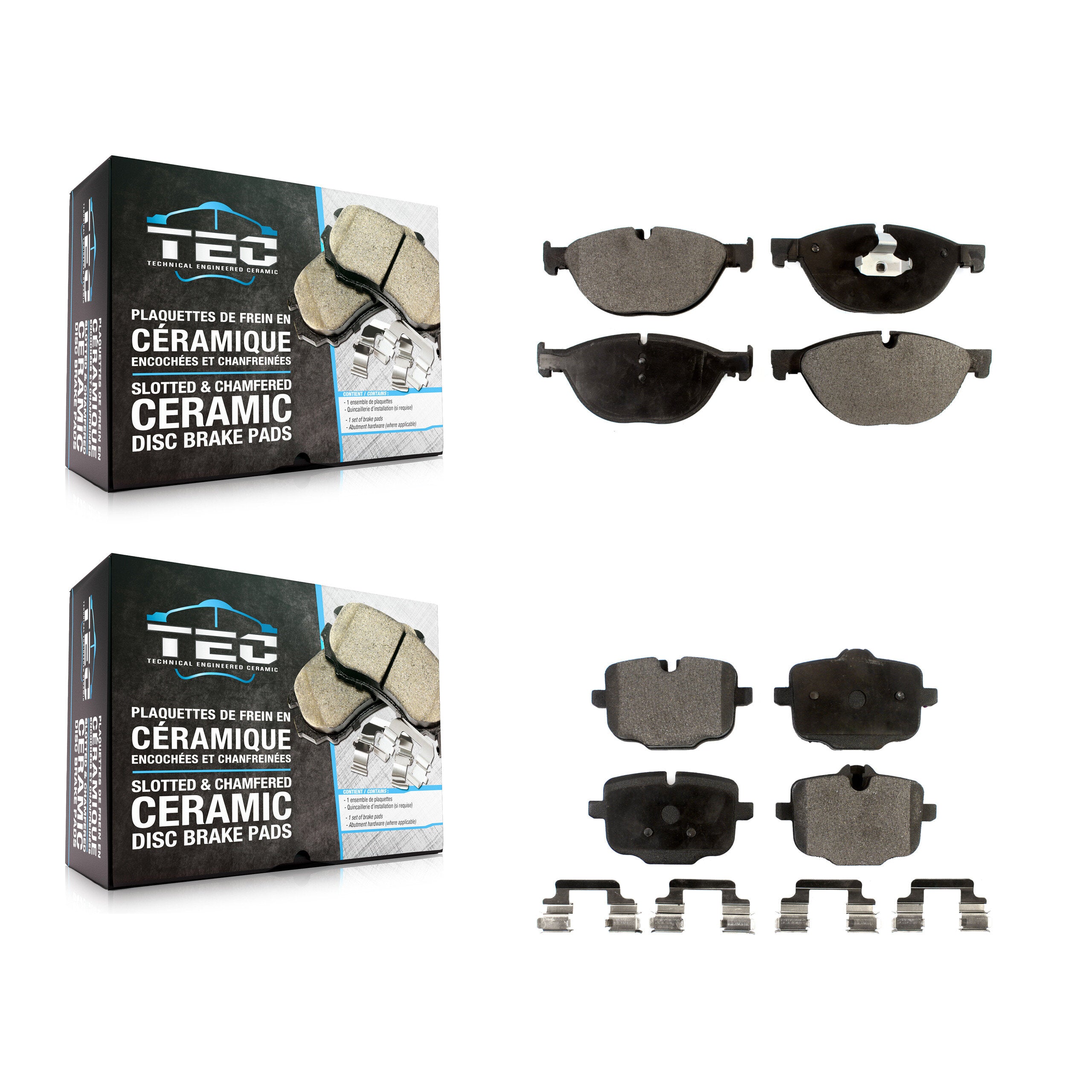 TEC KTC-100187 Disc Brake Pad for 2011-2019 BMW 650i Gran Coupe, BMW 650i xDrive Gran Coupe and More - Front and Rear
