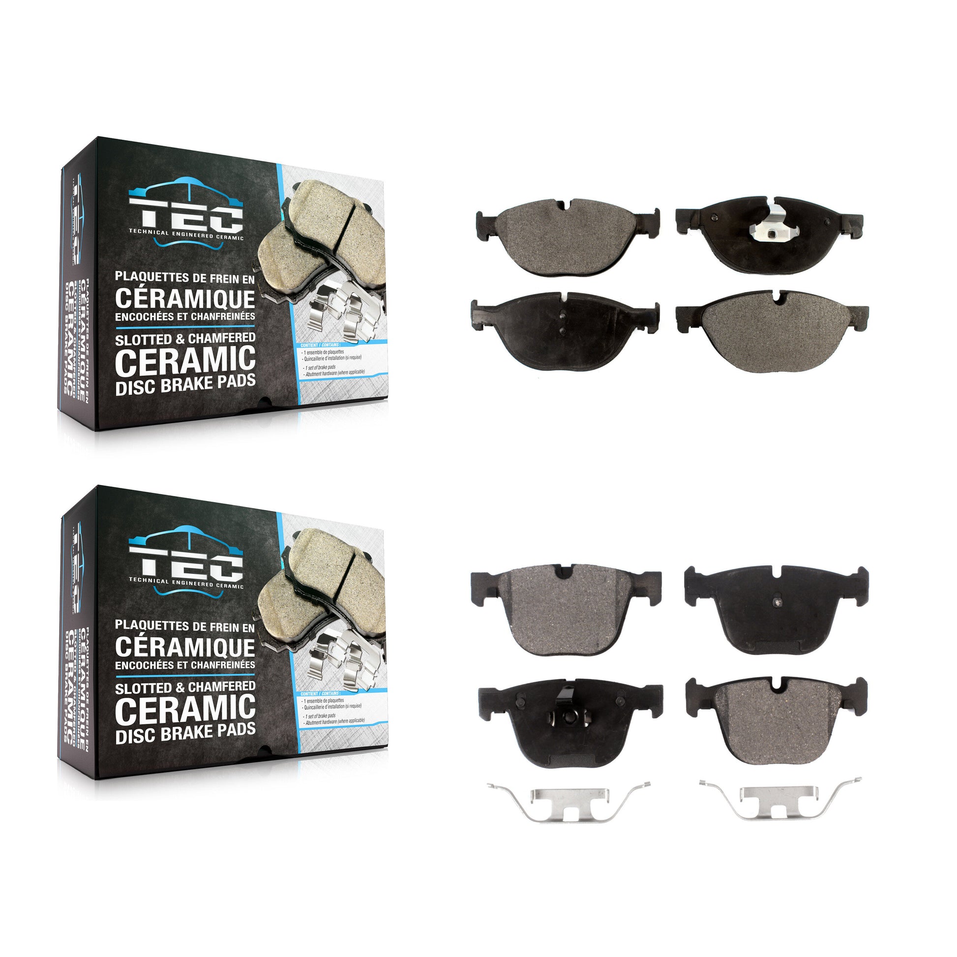 TEC KTC-100189 Disc Brake Pad for 2009-2017 BMW 740Li xDrive, BMW ActiveHybrid 7 and More - Front and Rear