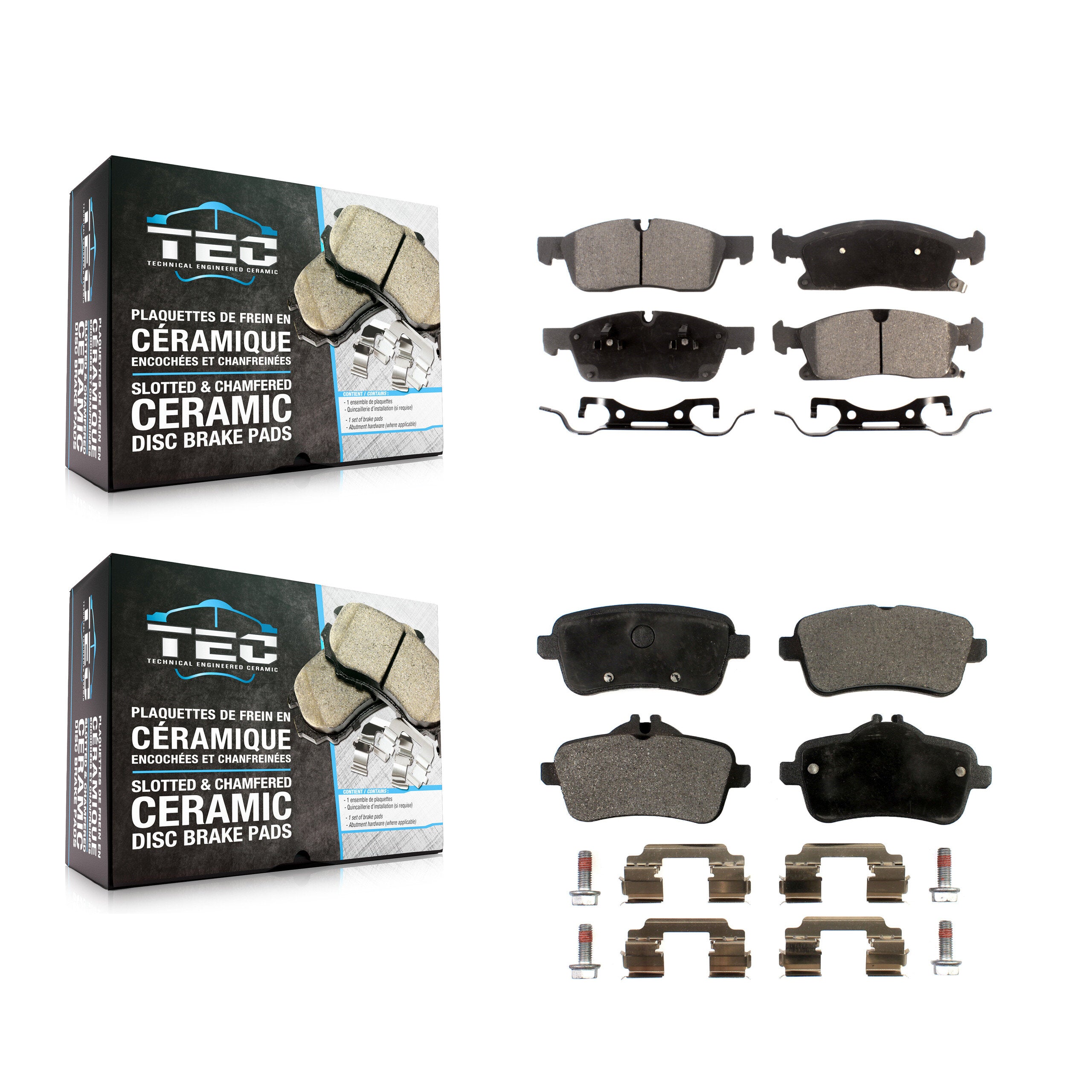 TEC KTC-100214 Disc Brake Pad for 2012-2019 Mercedes-Benz GLS450, Mercedes-Benz GLE300d and More - Front and Rear