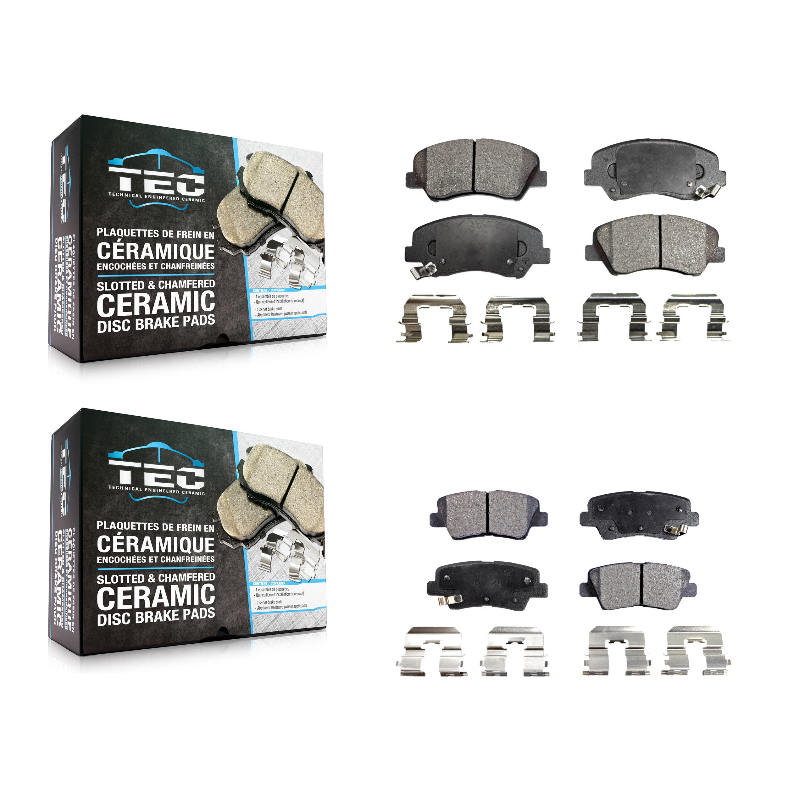 TEC KTC-100243 Disc Brake Pad for 2011-2018 Kia Rio, Hyundai Elantra GT and More - Front and Rear