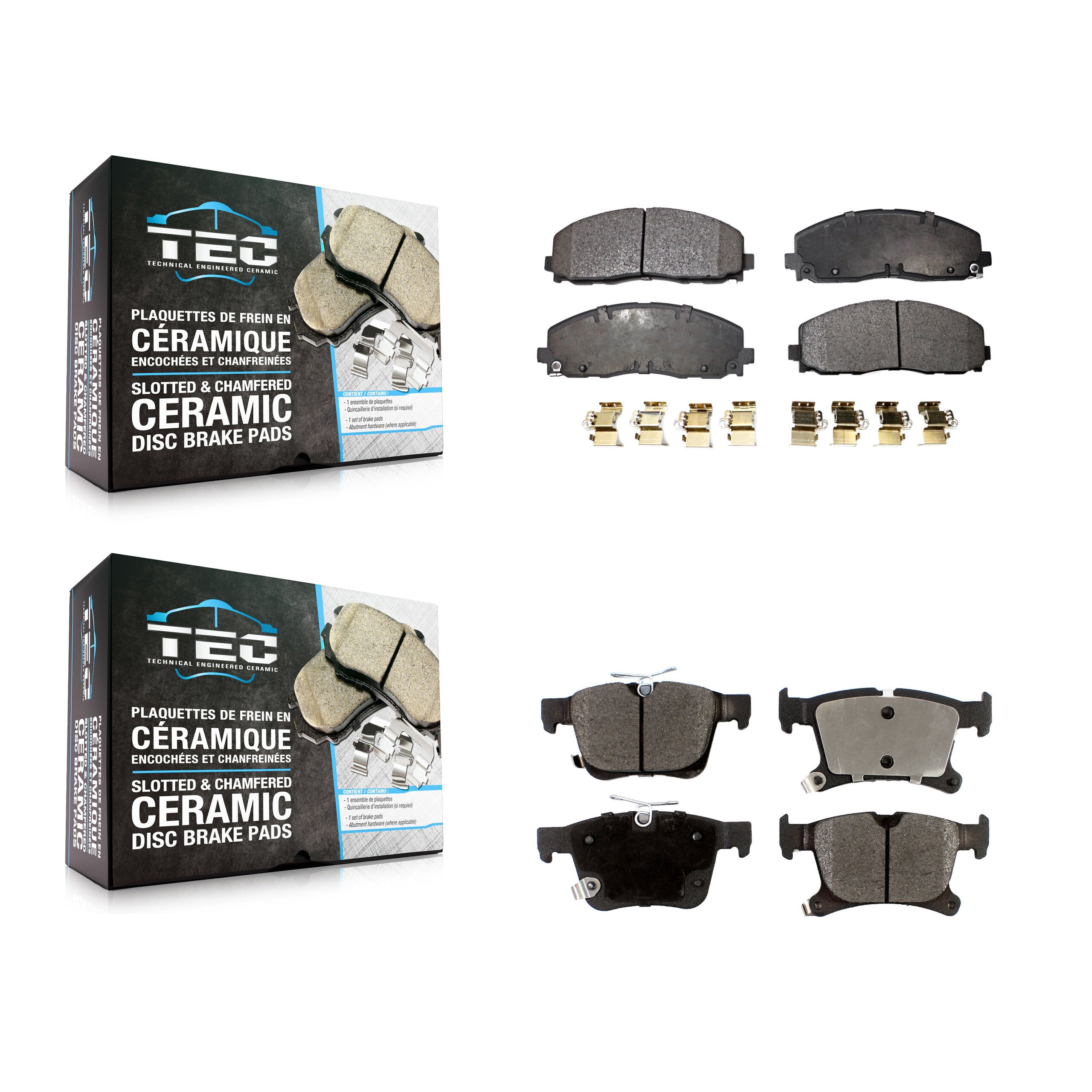 TEC KTC-100257 Disc Brake Pad for 2017-2024 Chrysler Pacifica, Chrysler Grand Caravan, Chrysler Voyager - Front and Rear