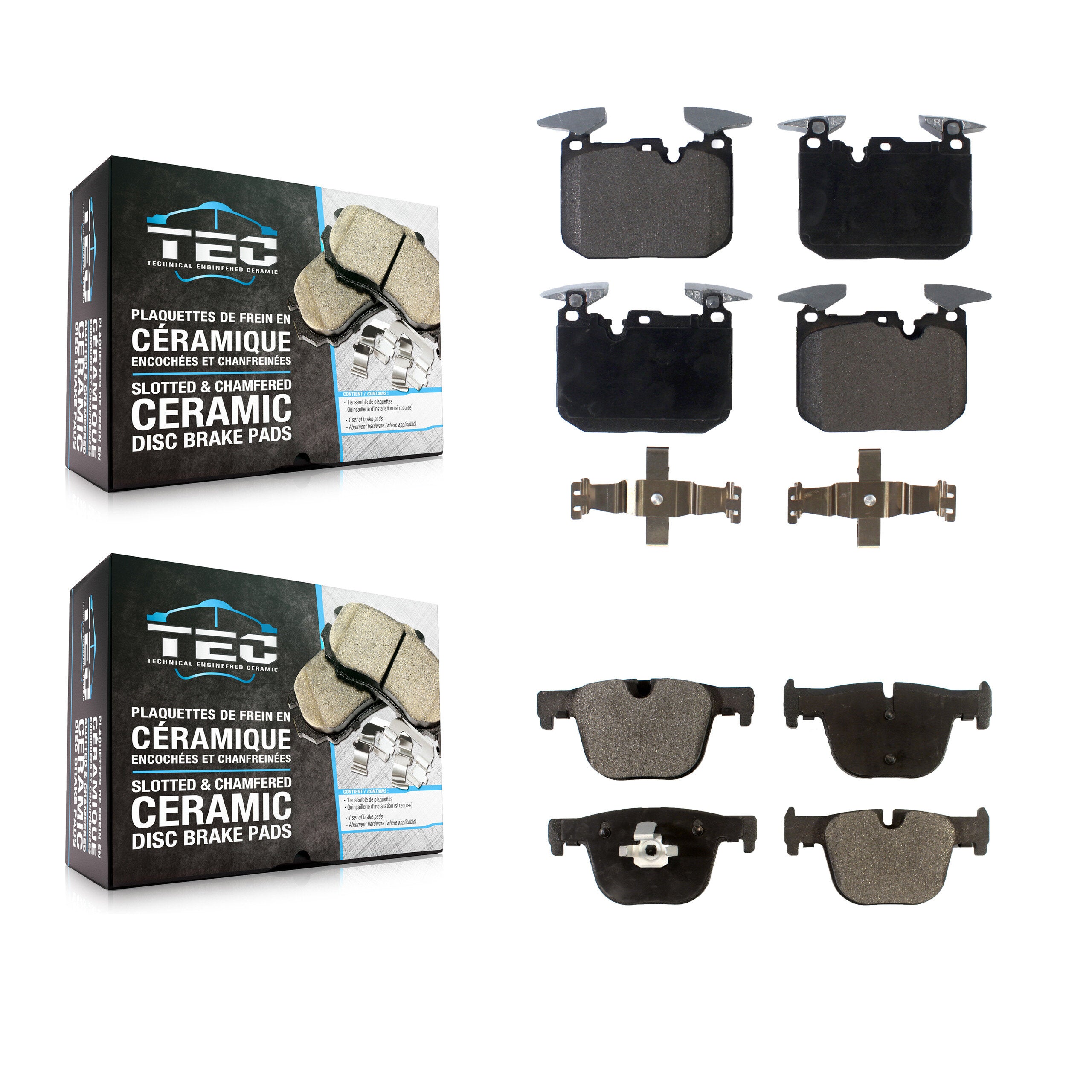 TEC KTC-100258 Disc Brake Pad for 2012-2020 BMW 340i GT xDrive, BMW 440i and More - Front and Rear