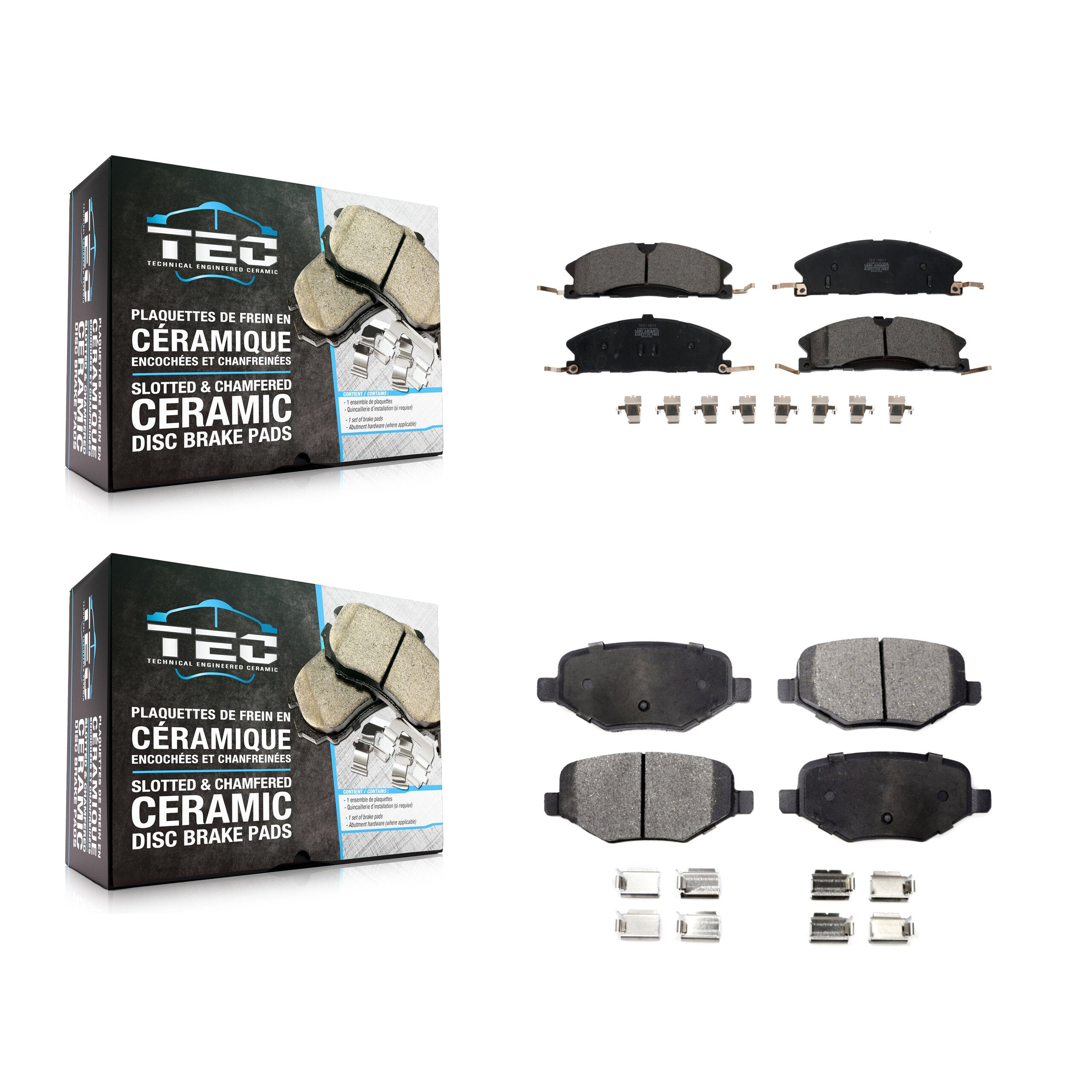 TEC KTC-100262 Disc Brake Pad for 2012-2019 Ford Taurus, Lincoln MKT and More - Front and Rear