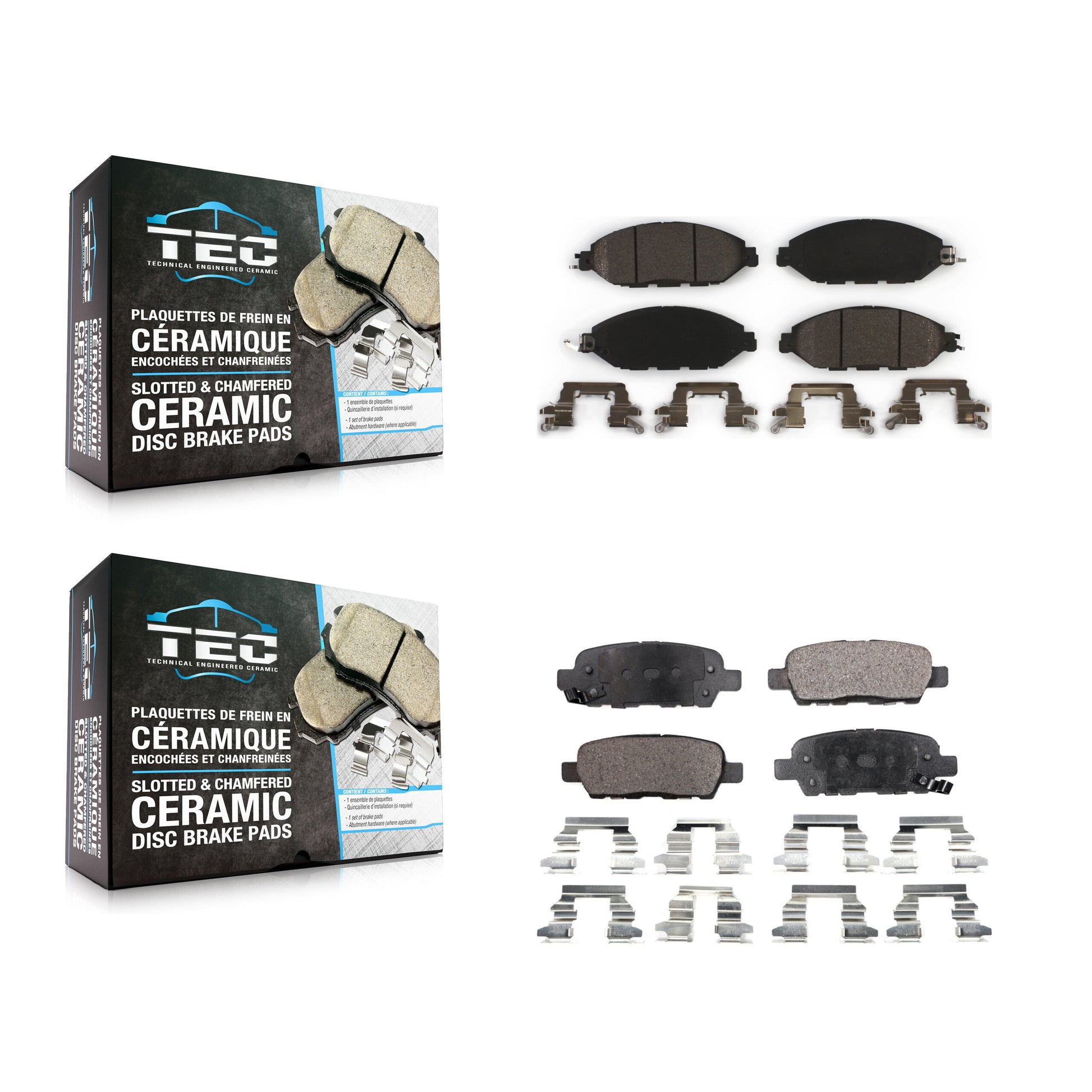 TEC KTC-100274 Disc Brake Pad for 2013-2024 Nissan Murano, INFINITI QX60 and More - Front and Rear