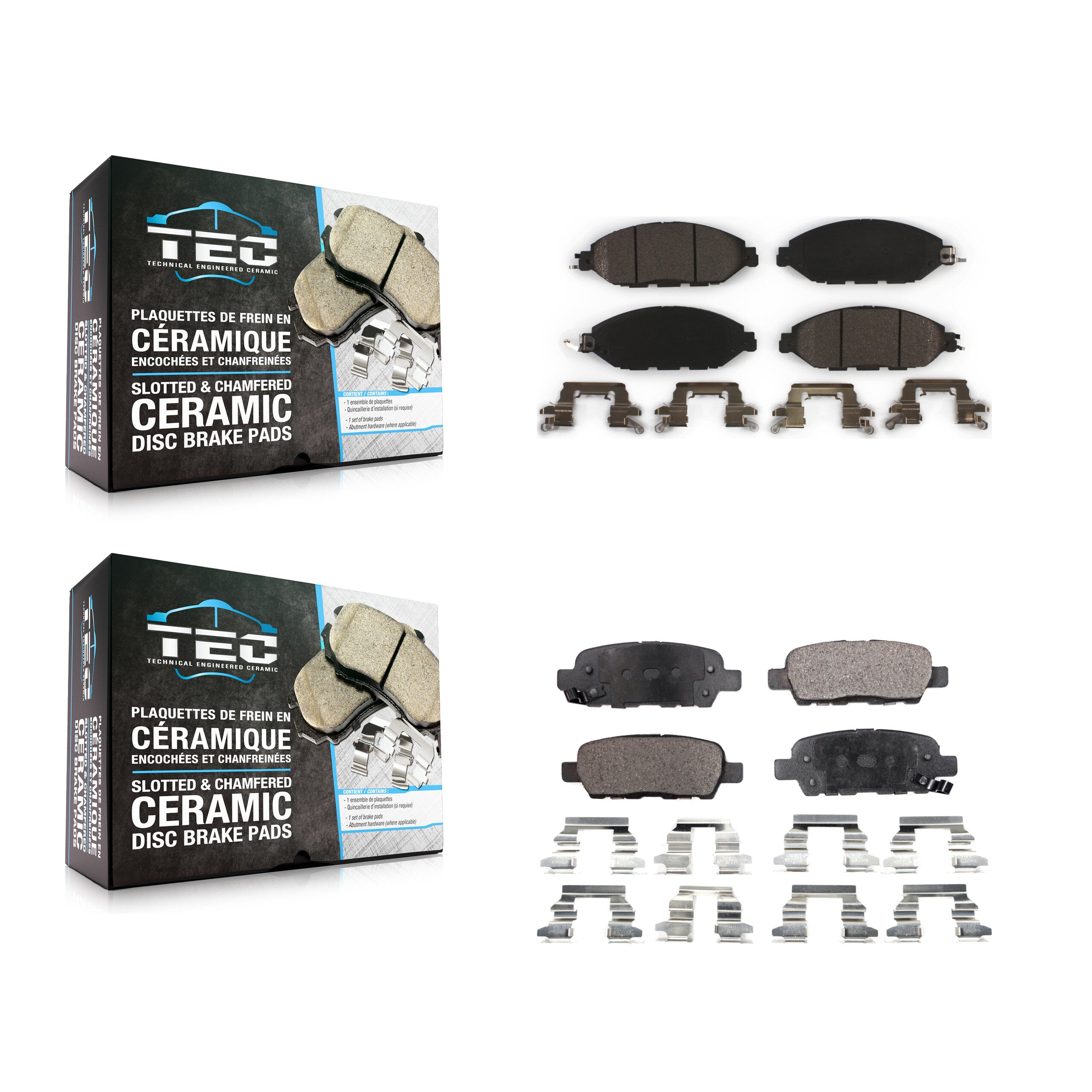 TEC KTC-100274 Disc Brake Pad for 2013-2024 Nissan Murano, INFINITI QX60 and More - Front and Rear