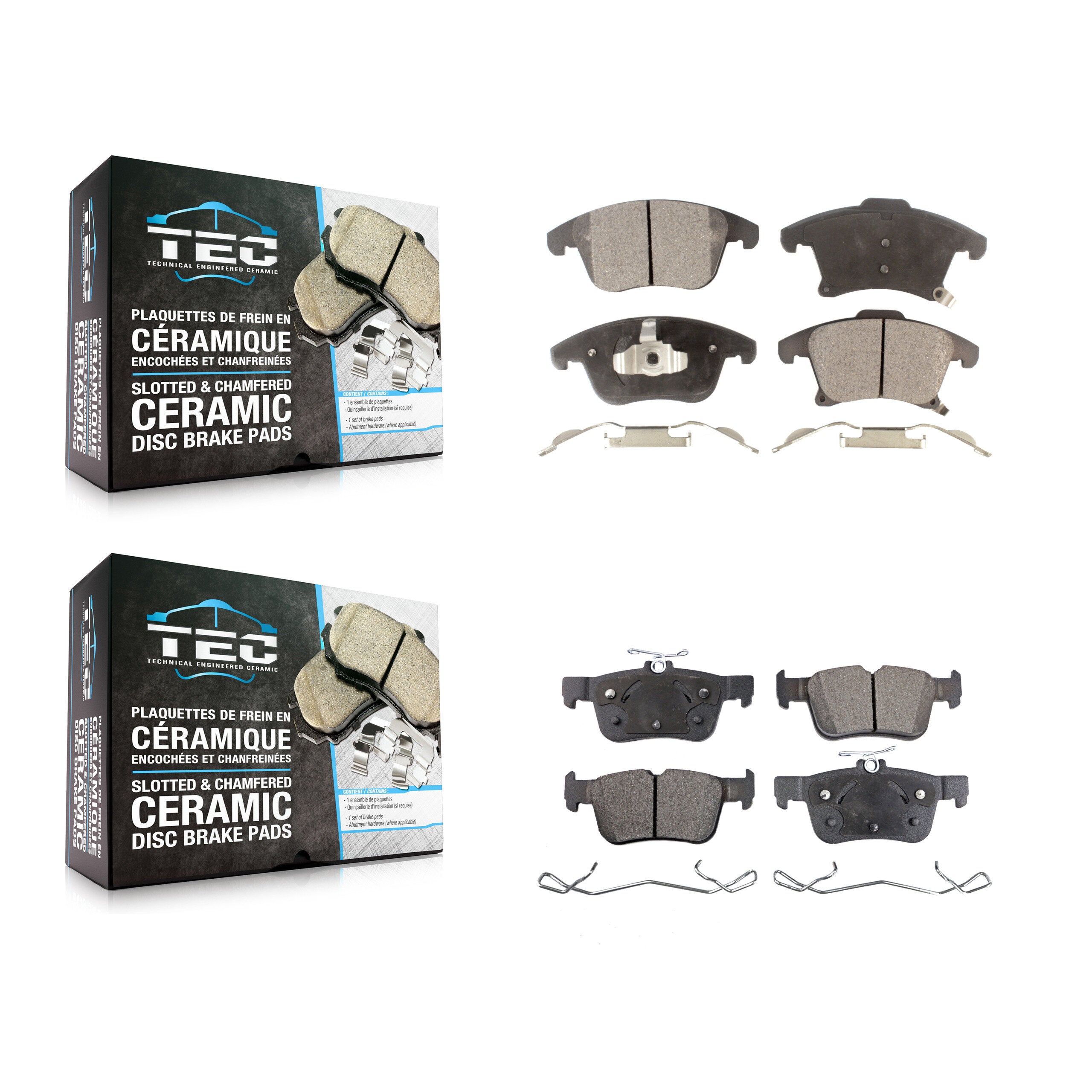 TEC KTC-100276 Disc Brake Pad for 2013-2020 Ford Fusion, Ford SSV Plug-In Hybrid, Lincoln MKZ - Front and Rear