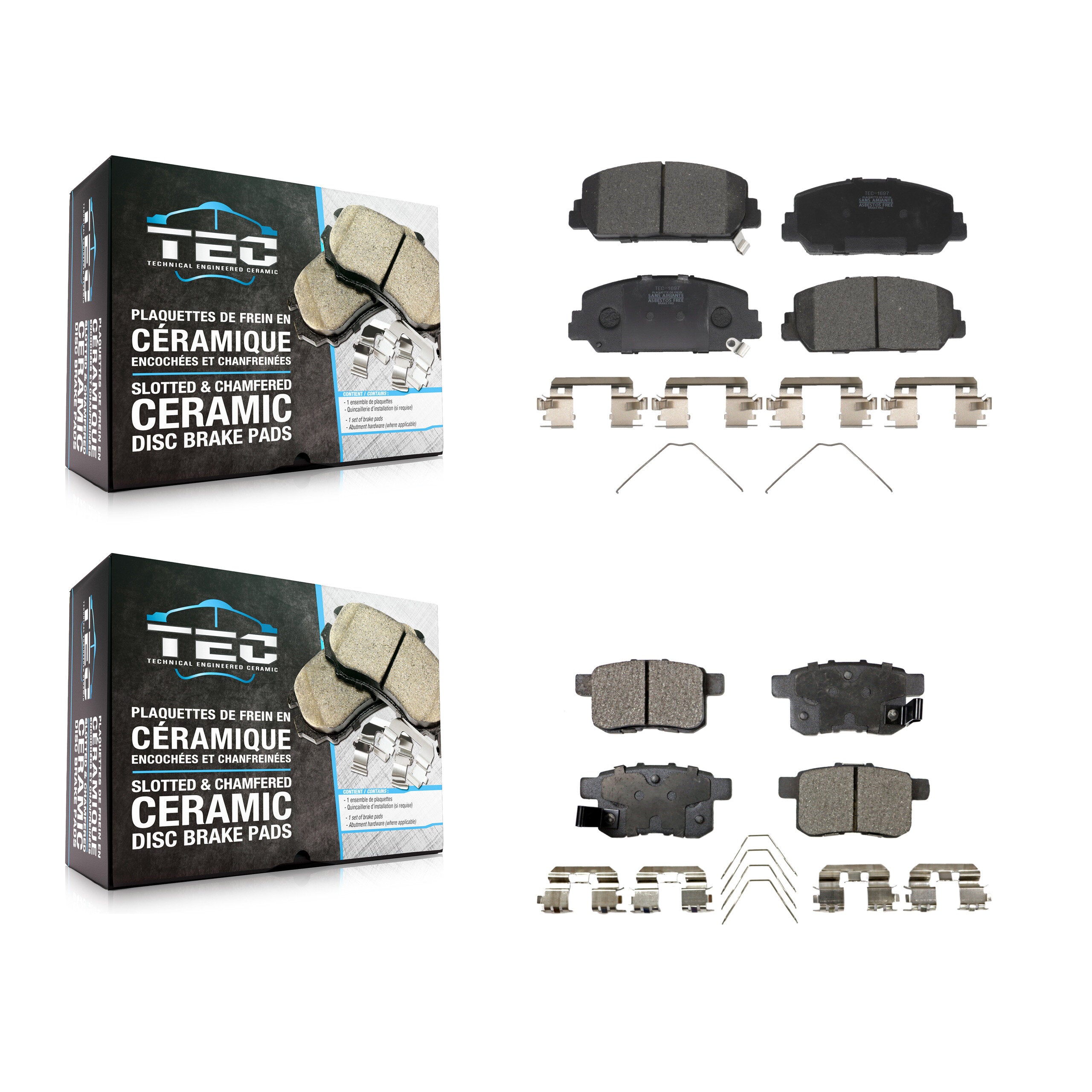 TEC KTC-100284 Disc Brake Pad for 2016-2017 Honda Accord - Front and Rear