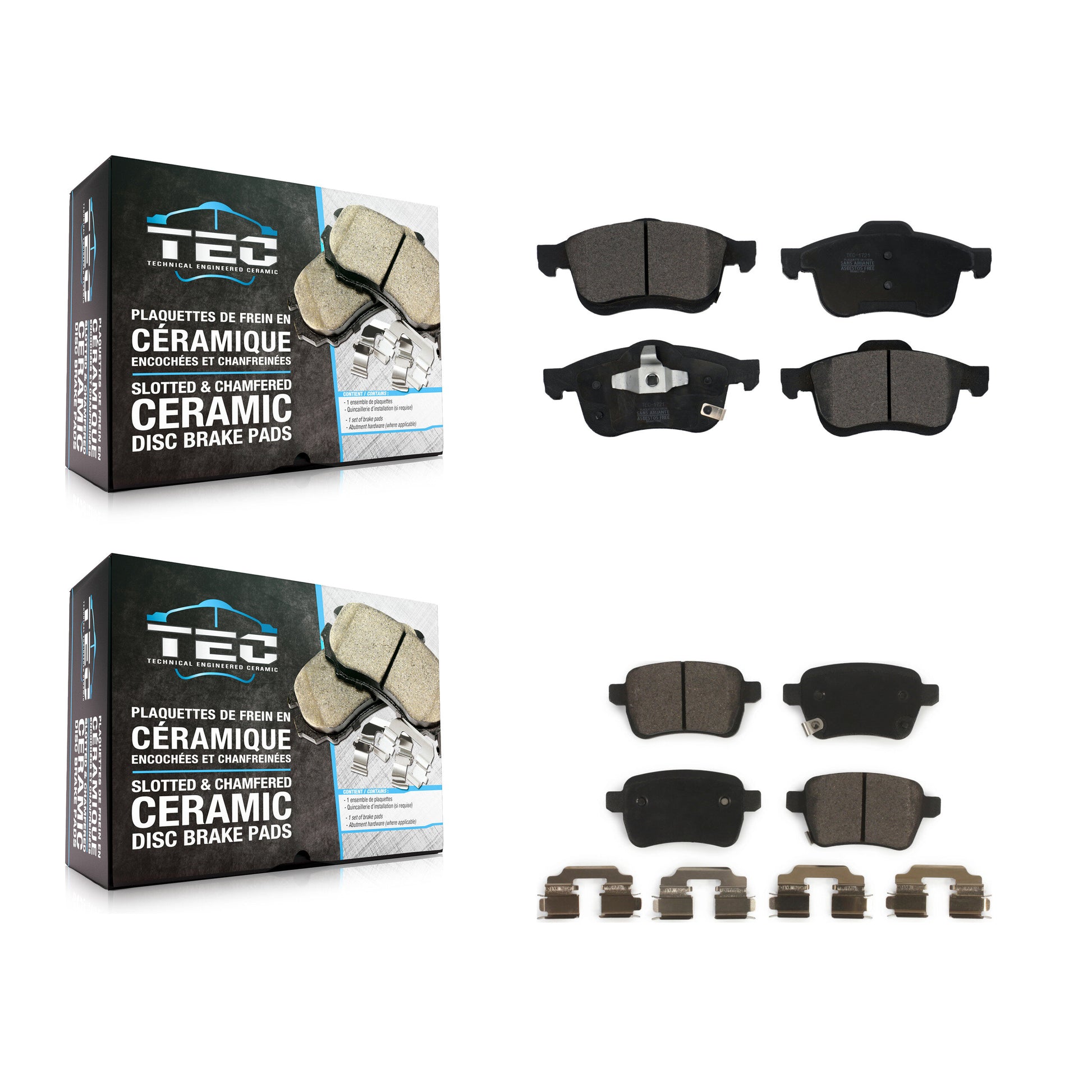 TEC KTC-100289 Disc Brake Pad for 2014-2020 Fiat 500L - Front and Rear