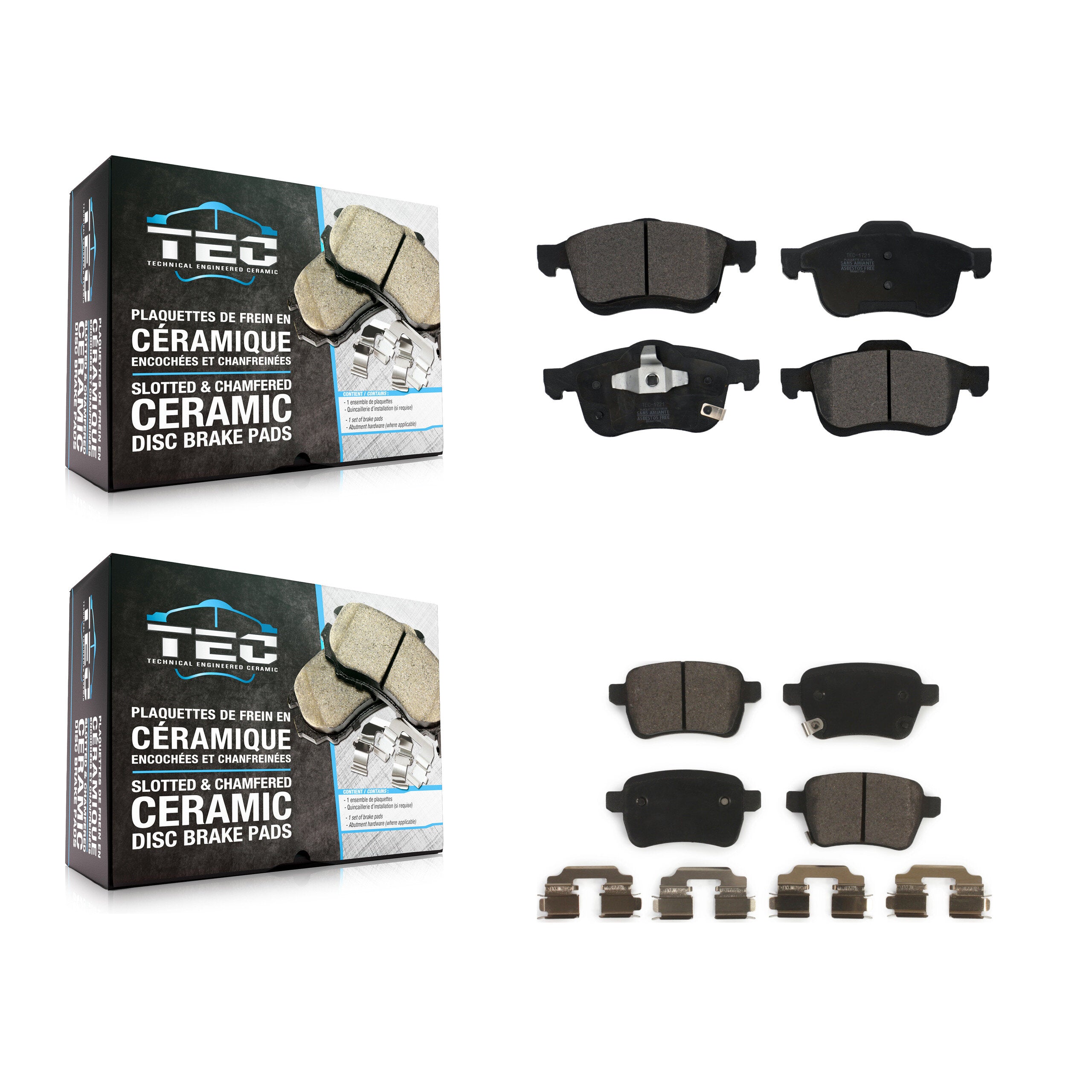 TEC KTC-100289 Disc Brake Pad for 2014-2020 Fiat 500L - Front and Rear