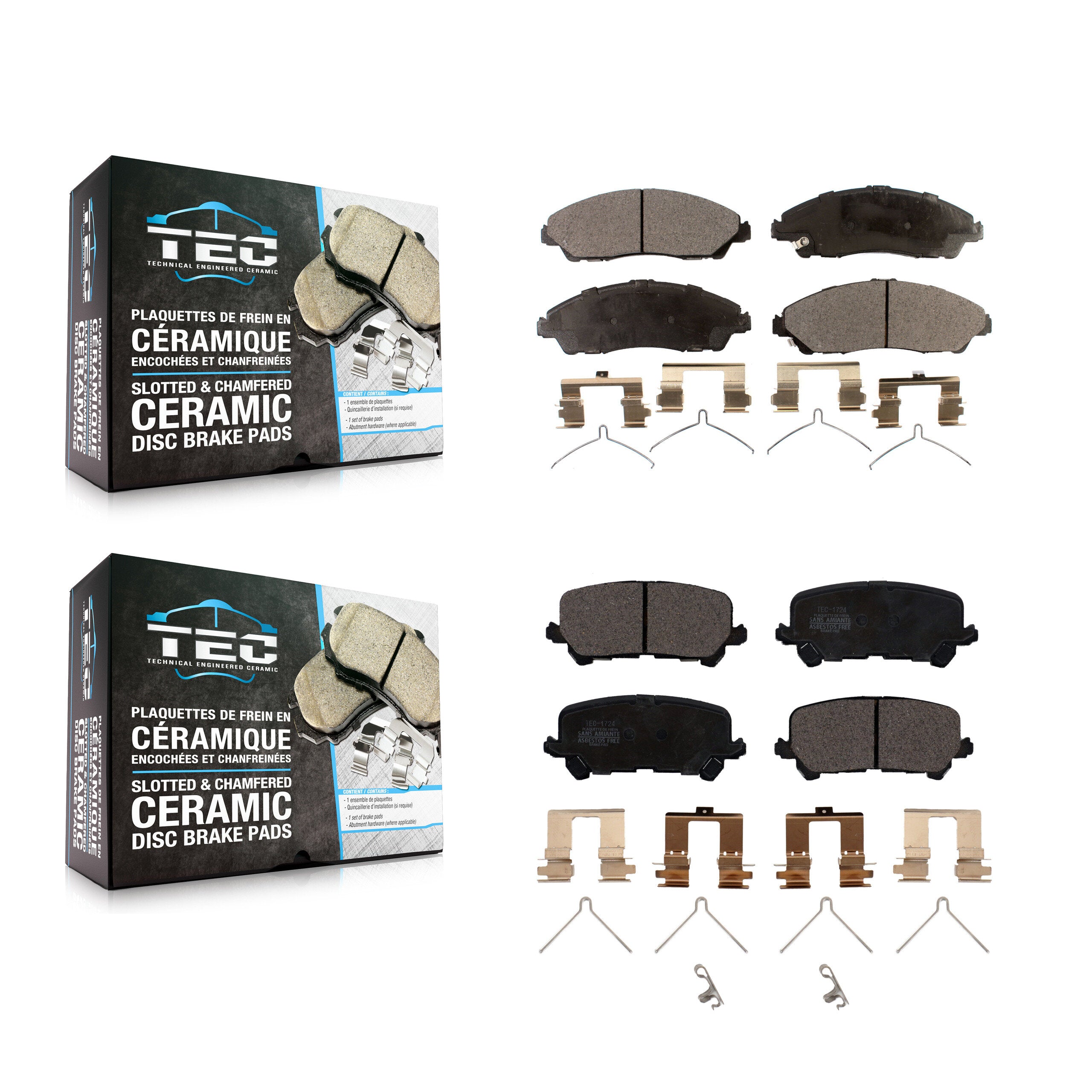 TEC KTC-100291 Disc Brake Pad for 2014-2024 Honda Ridgeline, Honda Pilot, Acura MDX - Front and Rear