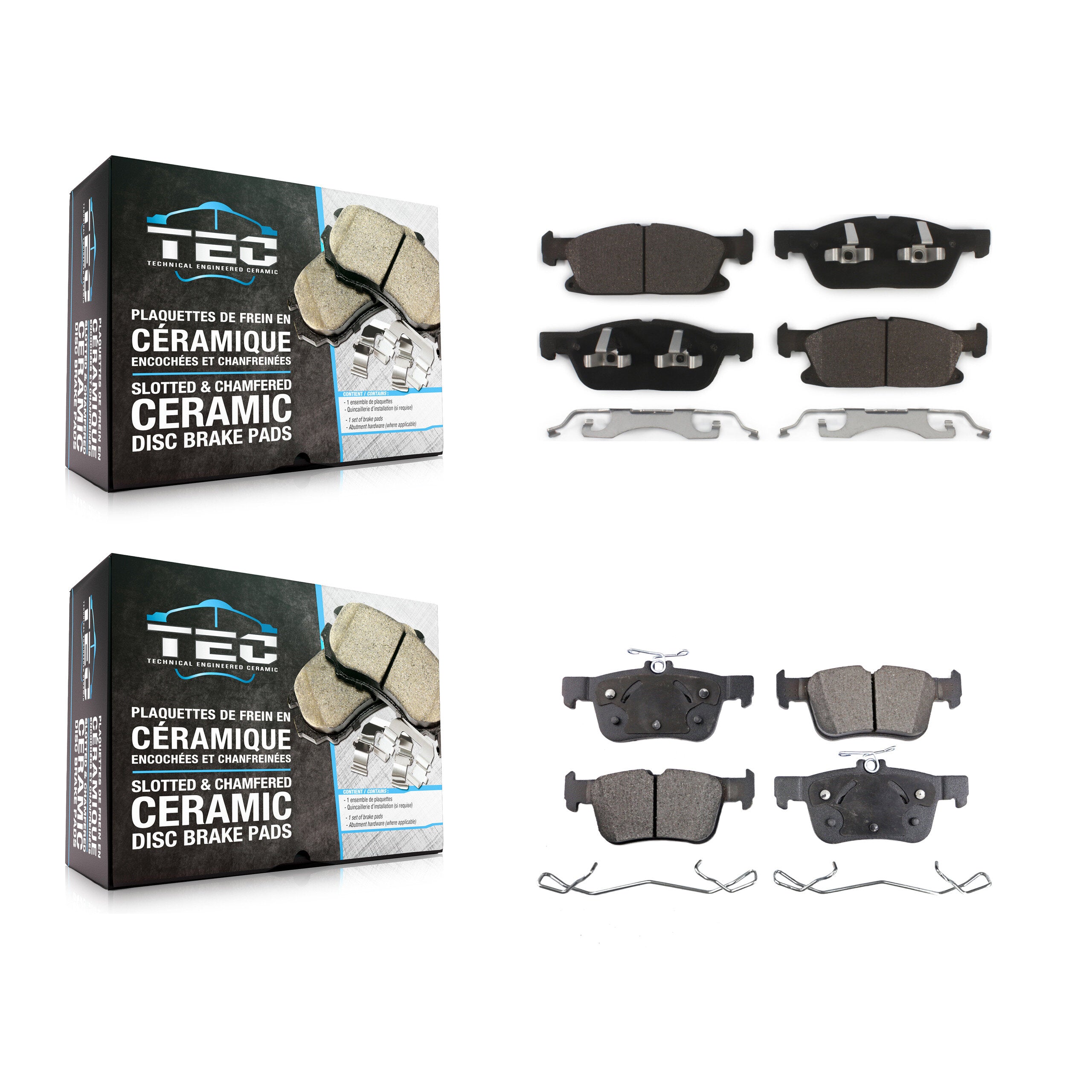 TEC KTC-100305 Disc Brake Pad for 2015-2023 Ford Edge, Lincoln Nautilus, Lincoln MKX - Front and Rear
