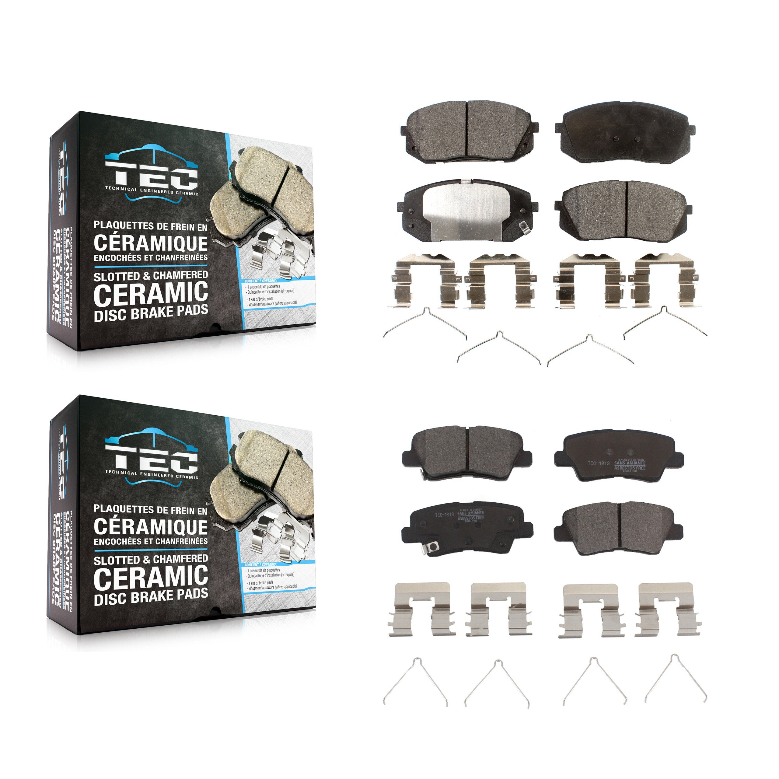 TEC KTC-100307 Disc Brake Pad for 2016-2023 Kia Optima, Hyundai Kona Electric and More - Front and Rear