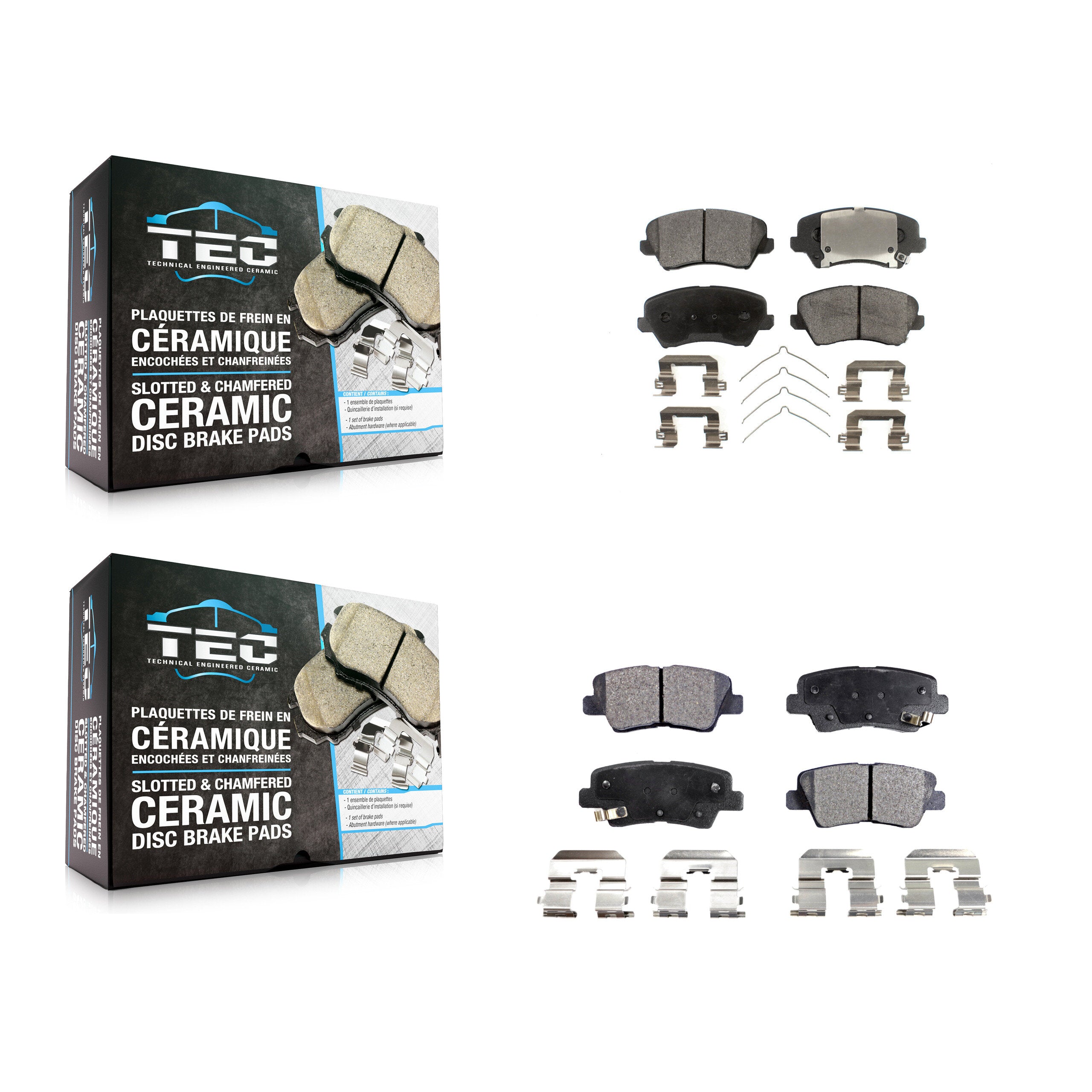 TEC KTC-100309 Disc Brake Pad for 2016-2017 Kia Forte Koup, Hyundai Elantra GT - Front and Rear