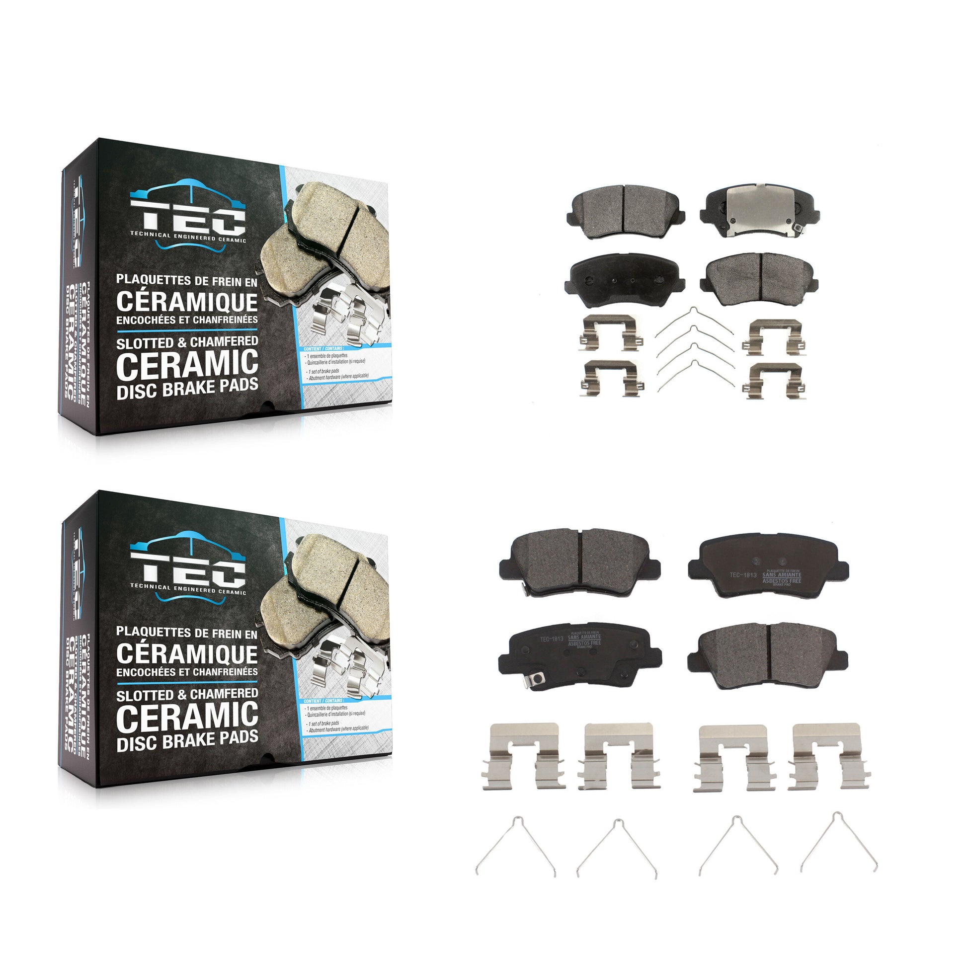TEC KTC-100310 Disc Brake Pad for 2016-2021 Hyundai Veloster, Hyundai Elantra GT and More - Front and Rear