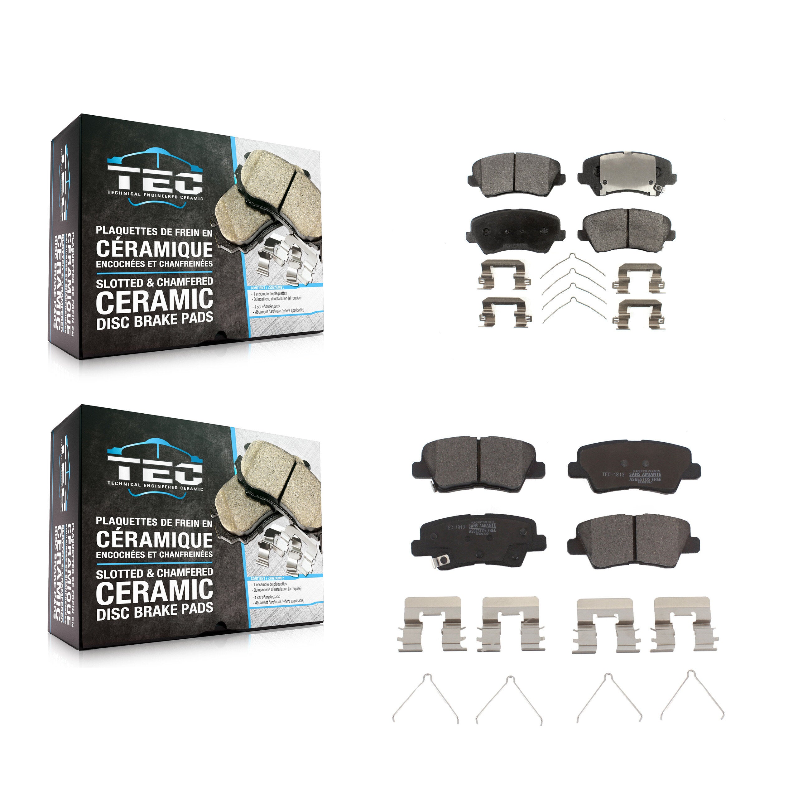 TEC KTC-100310 Disc Brake Pad for 2016-2021 Hyundai Veloster, Hyundai Elantra GT and More - Front and Rear