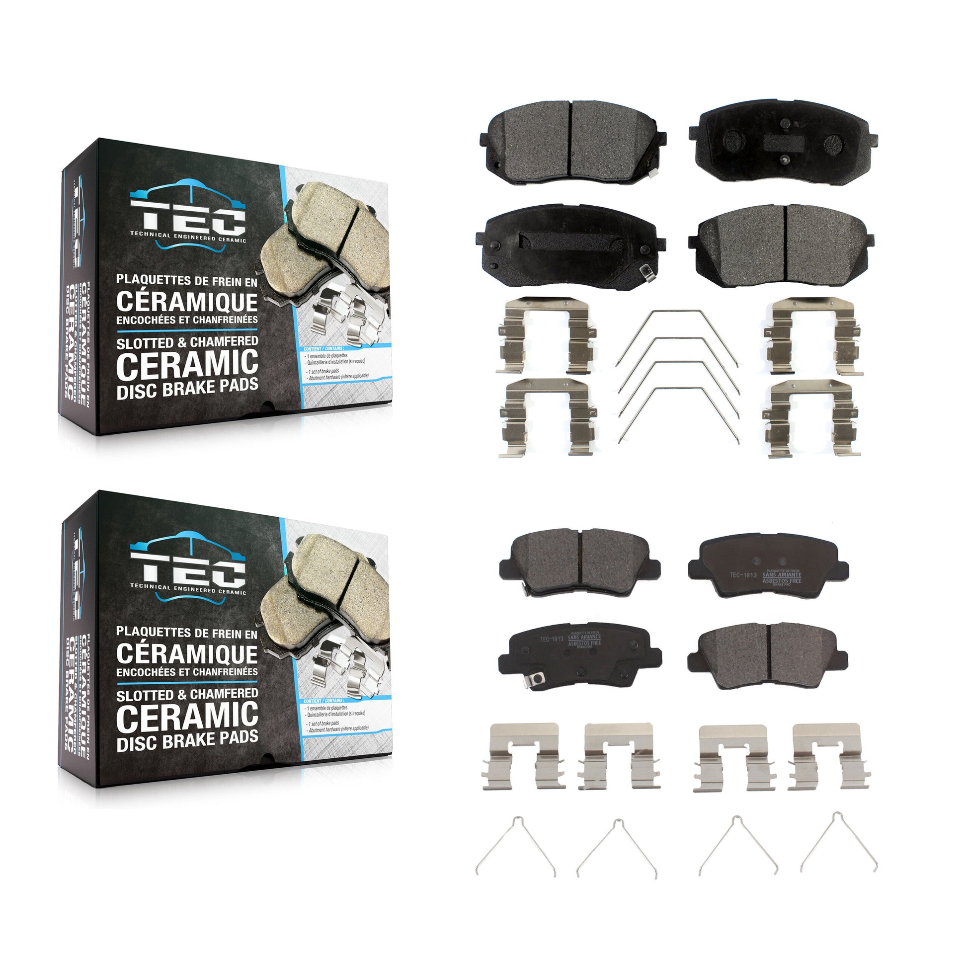 TEC KTC-100315 Disc Brake Pad for 2016-2024 Kia Forte, Hyundai Kona and More - Front and Rear