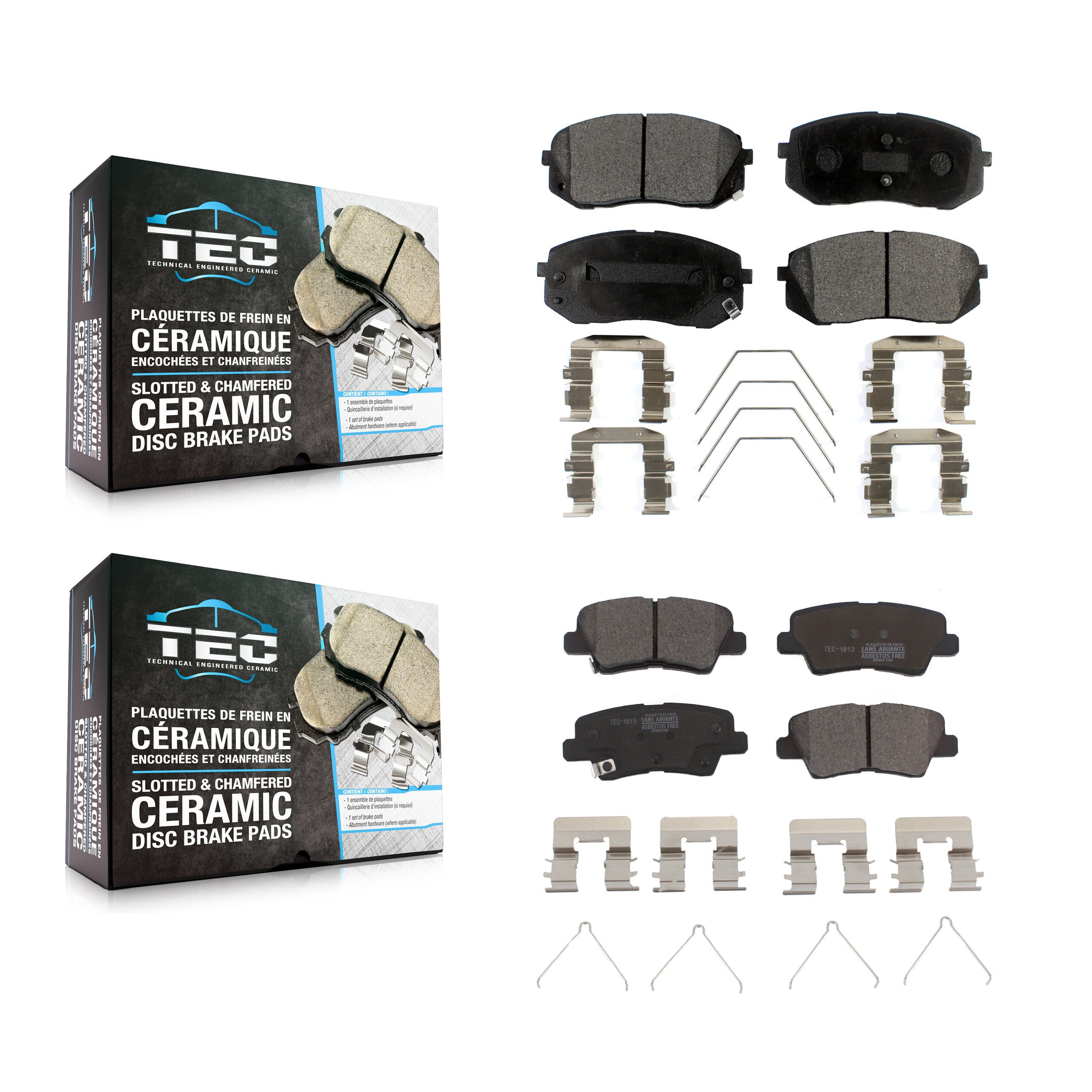 TEC KTC-100315 Disc Brake Pad for 2016-2024 Kia Forte, Hyundai Kona and More - Front and Rear