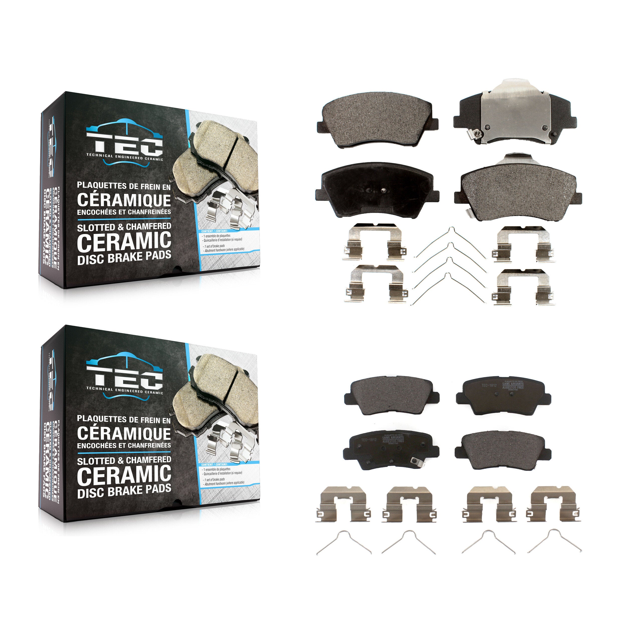TEC KTC-100318 Disc Brake Pad for 2017-2022 Hyundai Elantra, Hyundai Ioniq, Kia Niro - Front and Rear