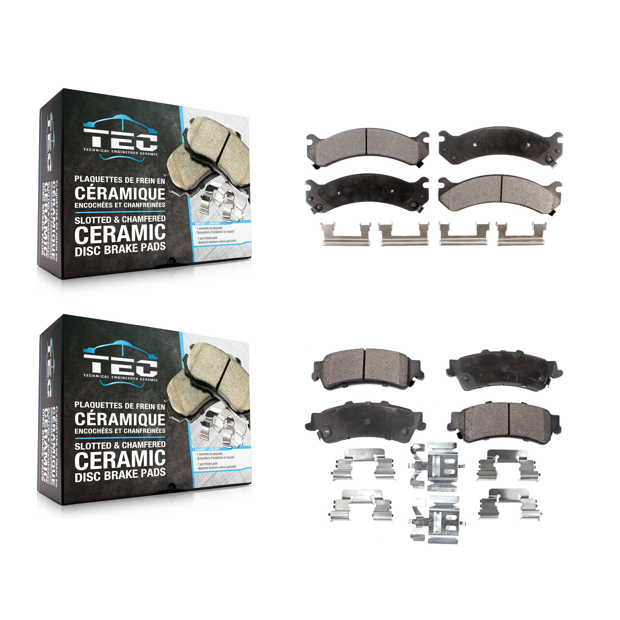 Front Rear Ceramic Brake Pads Kit For Cadillac DTS DeVille GMC Sierra 3500