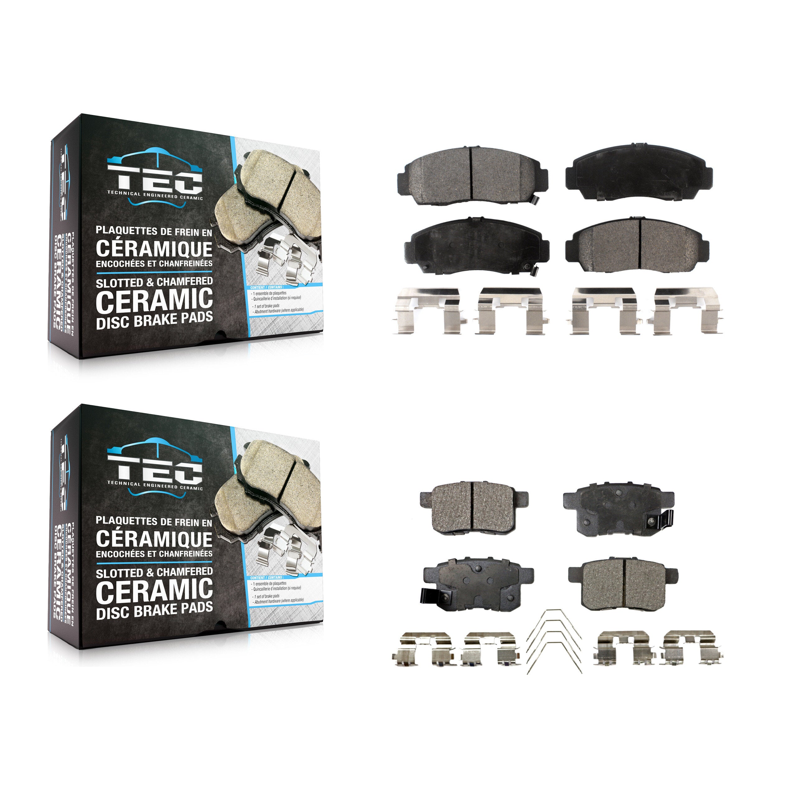 Front Rear Ceramic Brake Pads Kit For Honda Accord Acura TSX KTC-100396