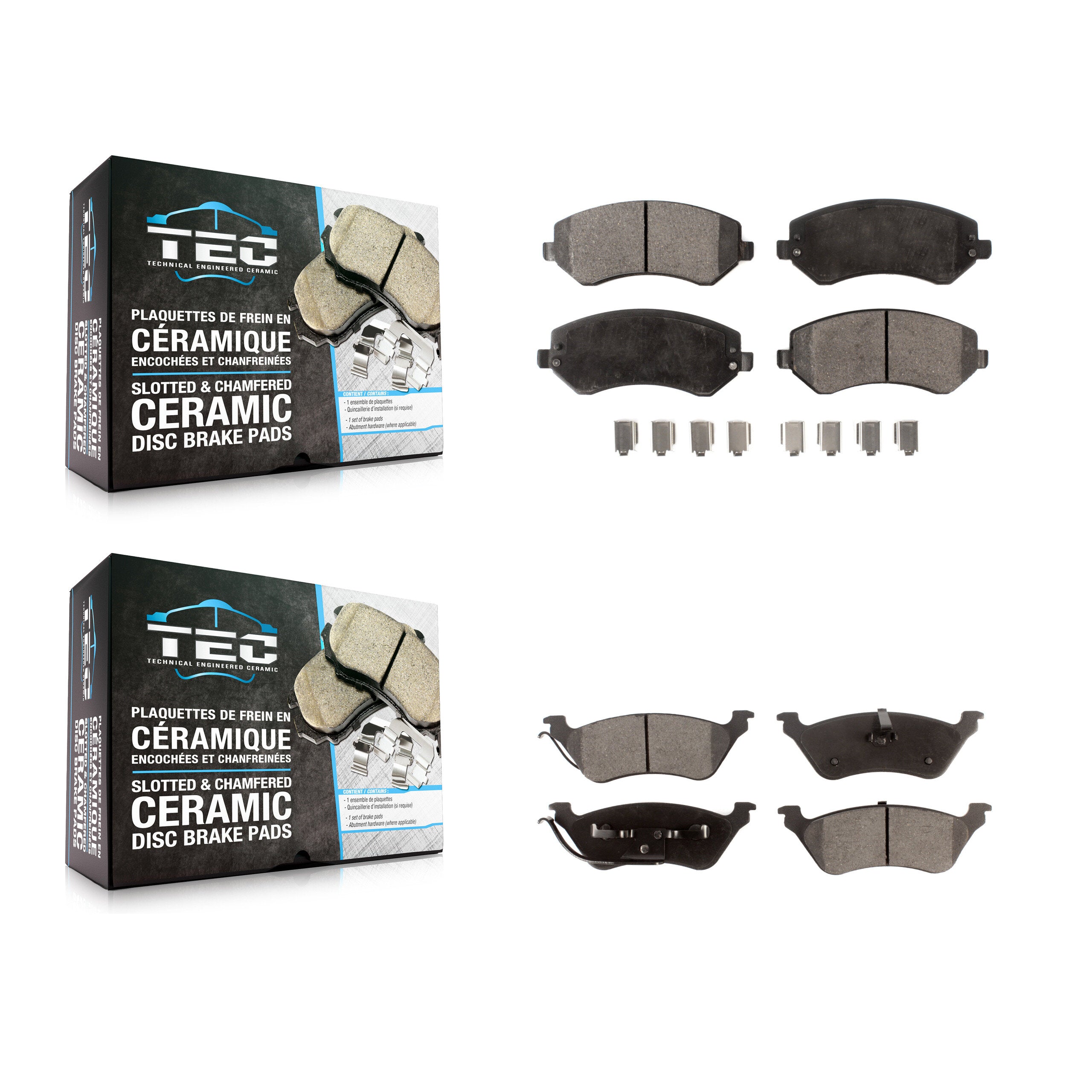 Front Rear Ceramic Brake Pad Kit For Dodge Caravan Grand Chrysler Town & Country