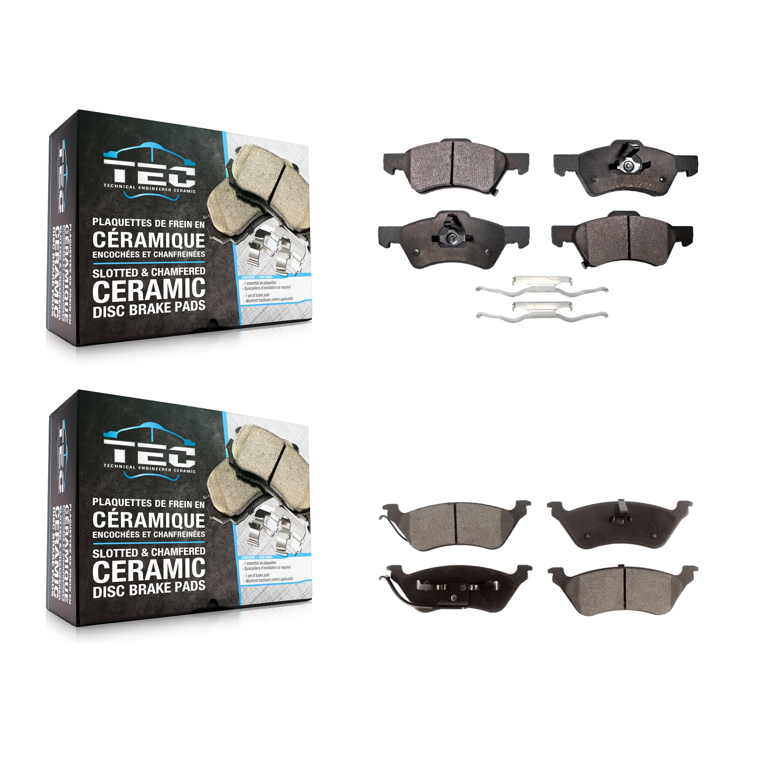 Front Rear Ceramic Brake Pad Kit For Dodge Grand Caravan Chrysler Town & Country