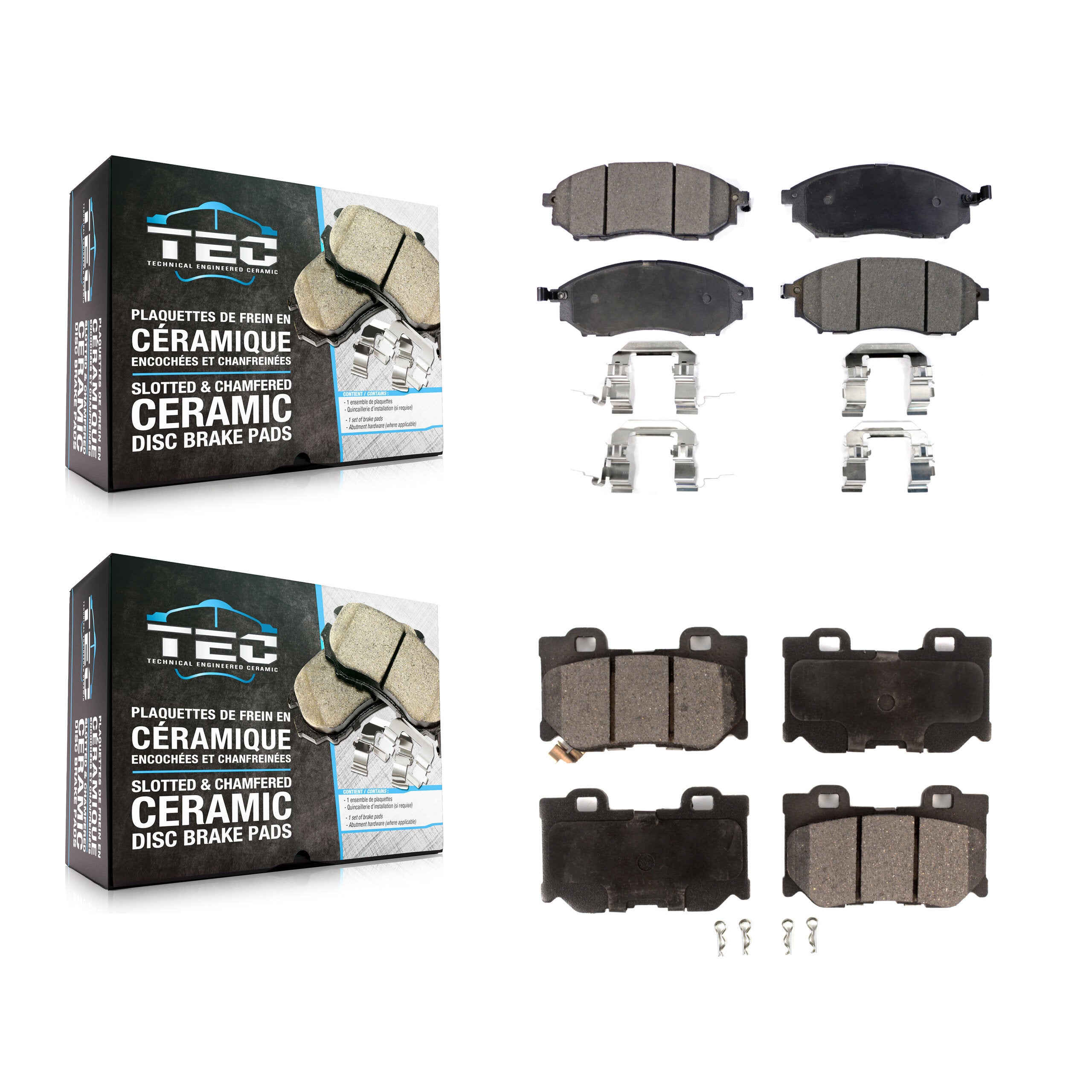 Front Rear Ceramic Brake Pads Kit For Nissan 370Z INFINITI M37 QX70 Q70 Q70L M56