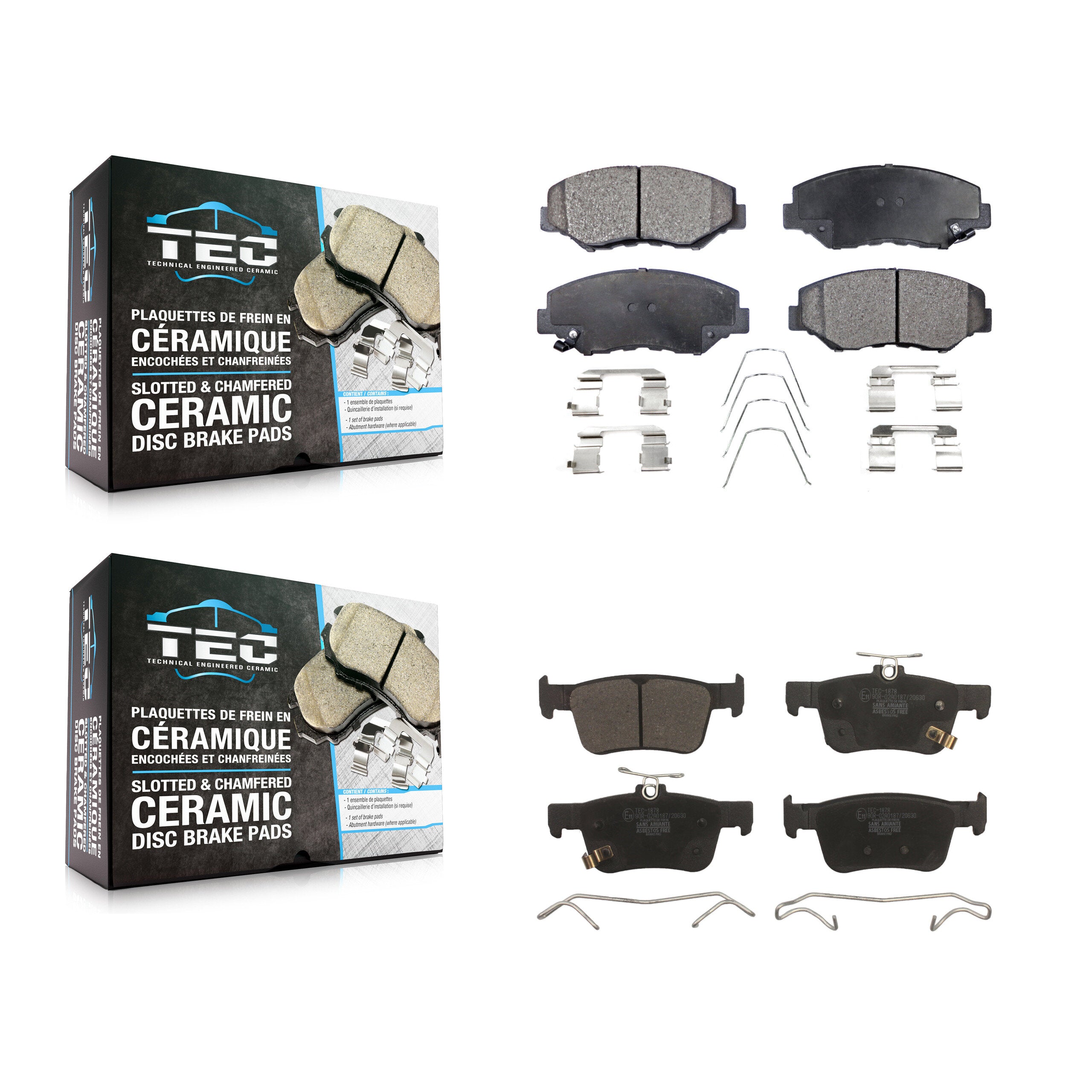 Front Rear Ceramic Brake Pads Kit For Honda Civic KTC-100470