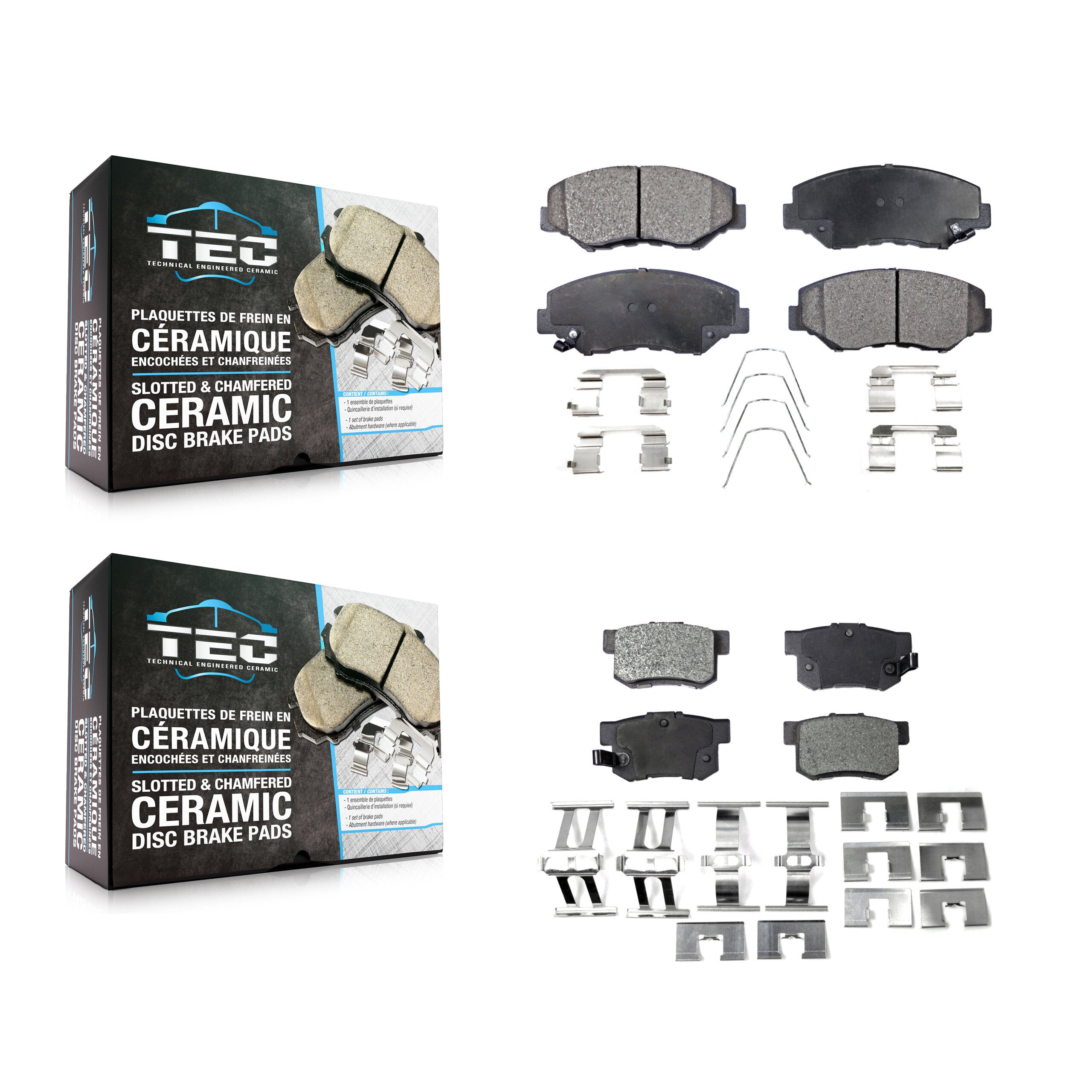 Front Rear Ceramic Brake Pads Kit For Honda Civic Accord CR-V Element Acura ILX