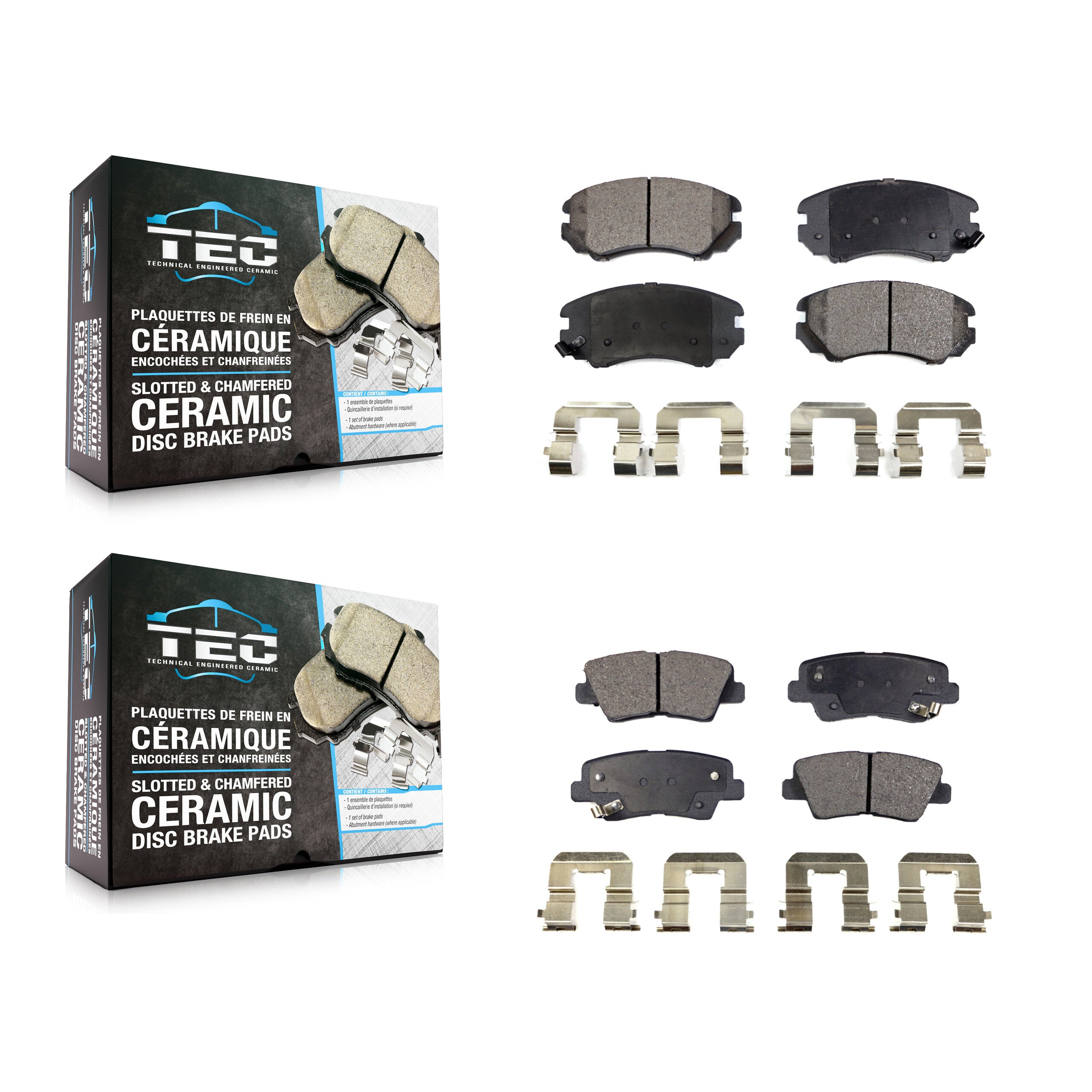 Front Rear Ceramic Brake Pads Kit For Kia Hyundai Soul Elantra Sonata Amanti